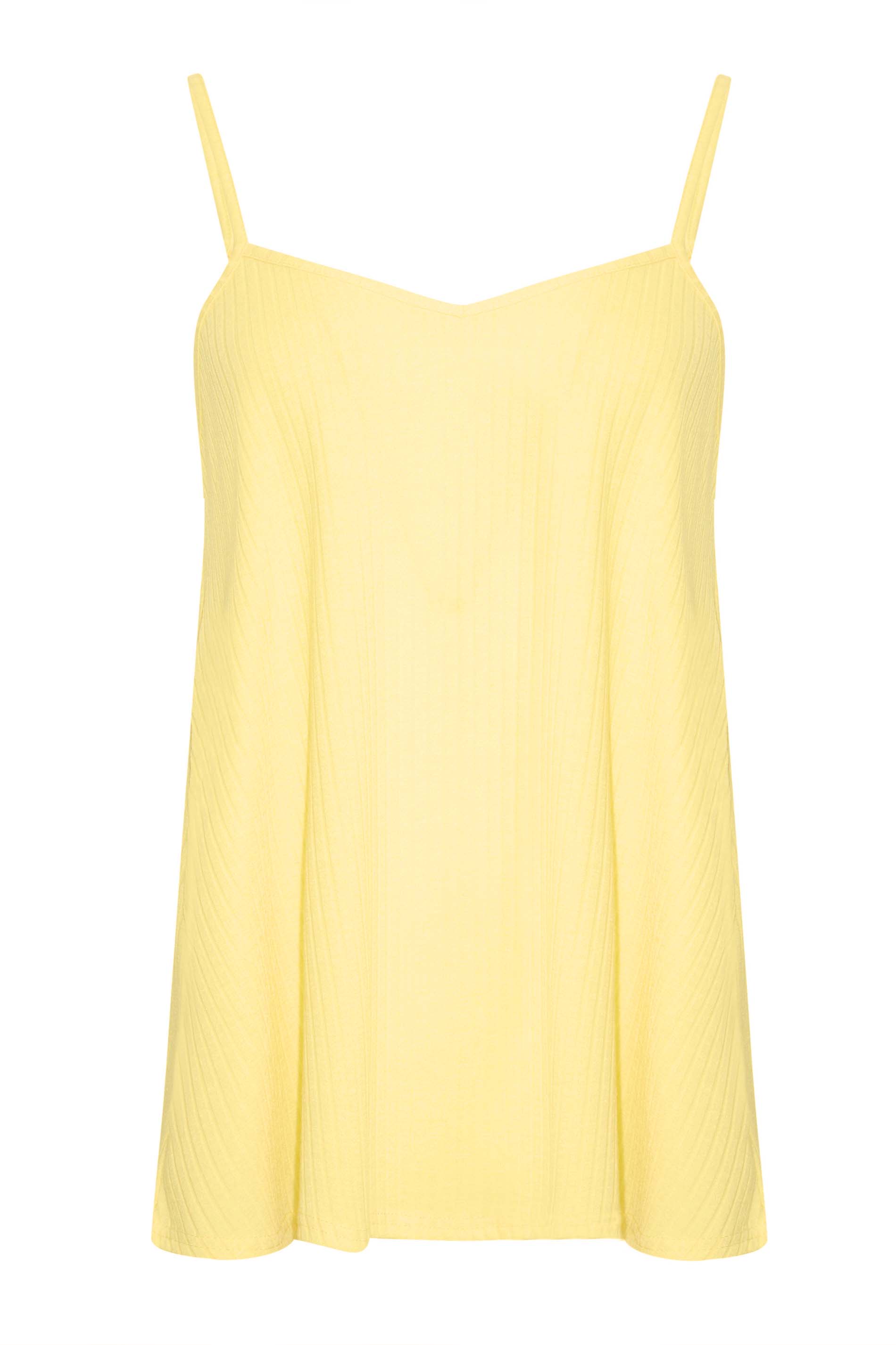 Petite Yellow Ribbed Swing Cami Top | PixieGirl  5