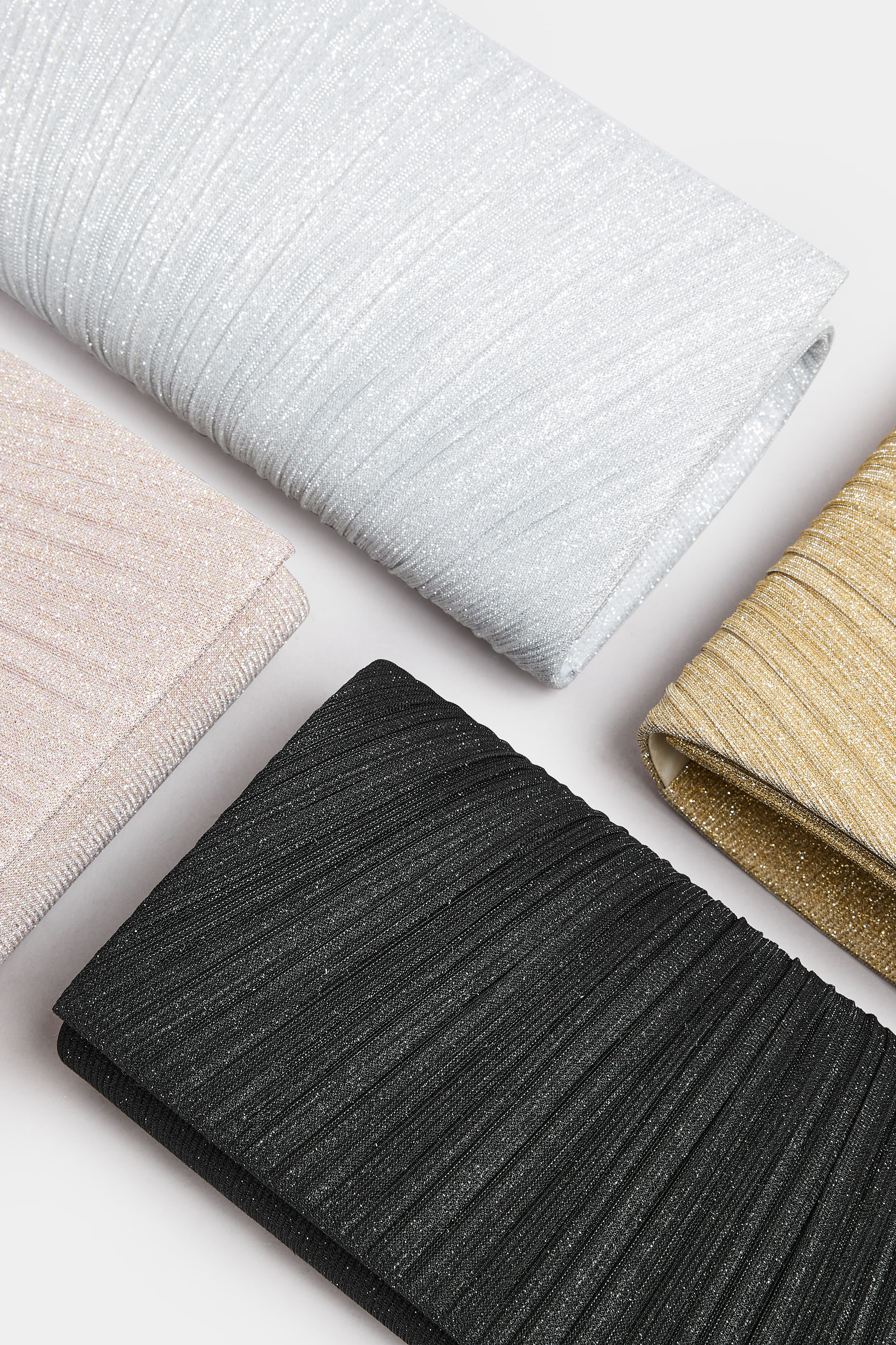 Black Shimmer Pleated Clutch Bag | Yours Clothing 6