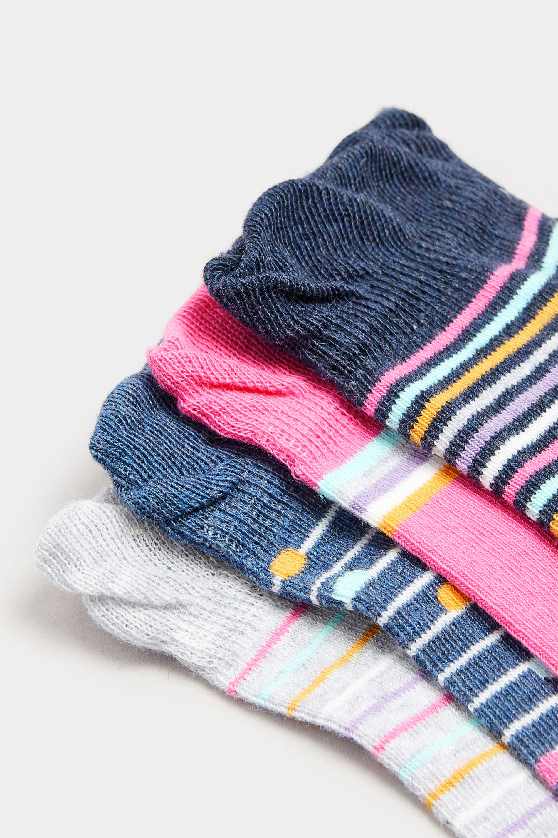 4 PACK Pink & Blue Stripe Print Ankle Socks | Yours Clothing 4