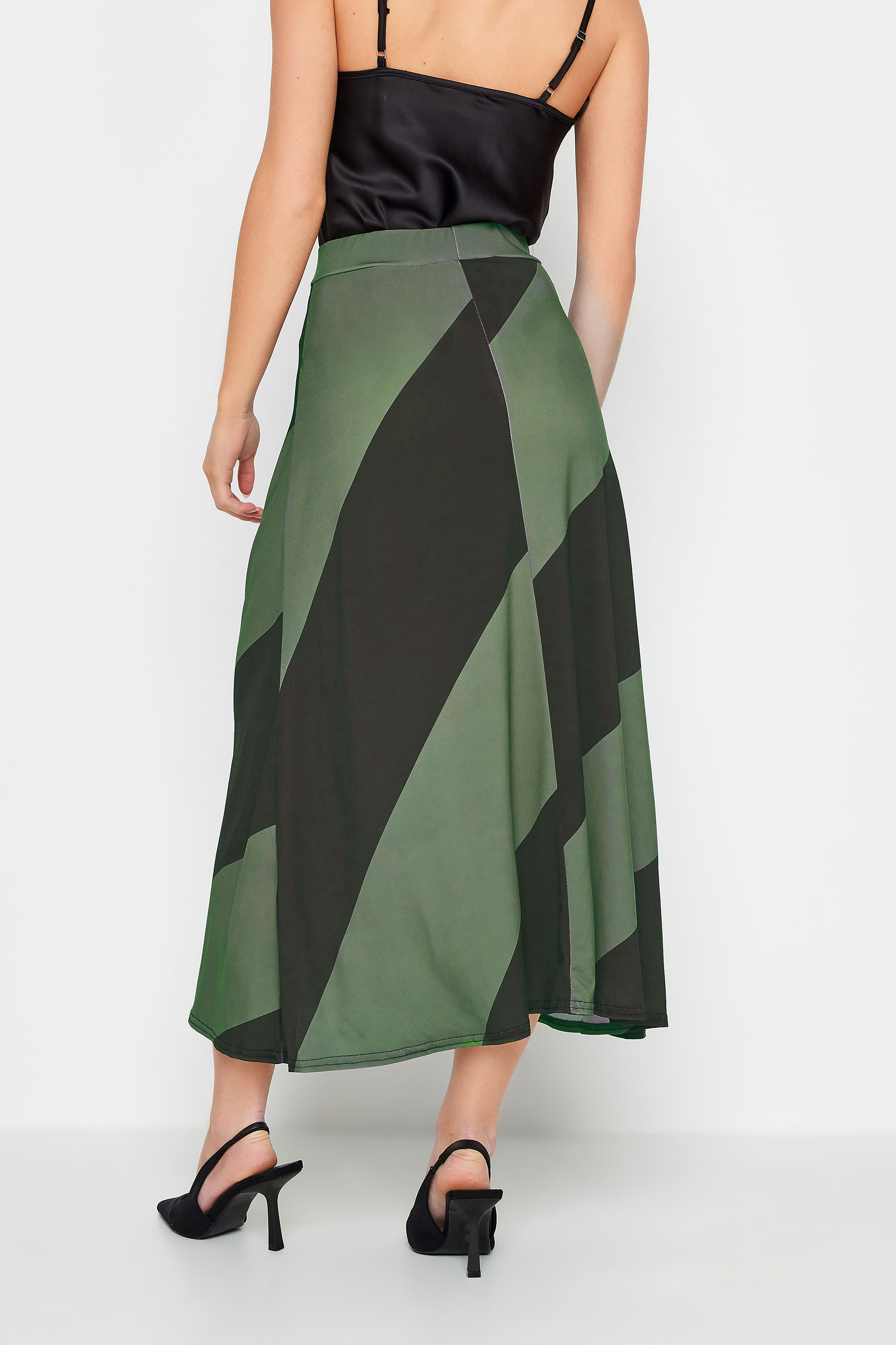 PixieGirl Green Diagonal Stripe Maxi Skirt | PixieGirl 3