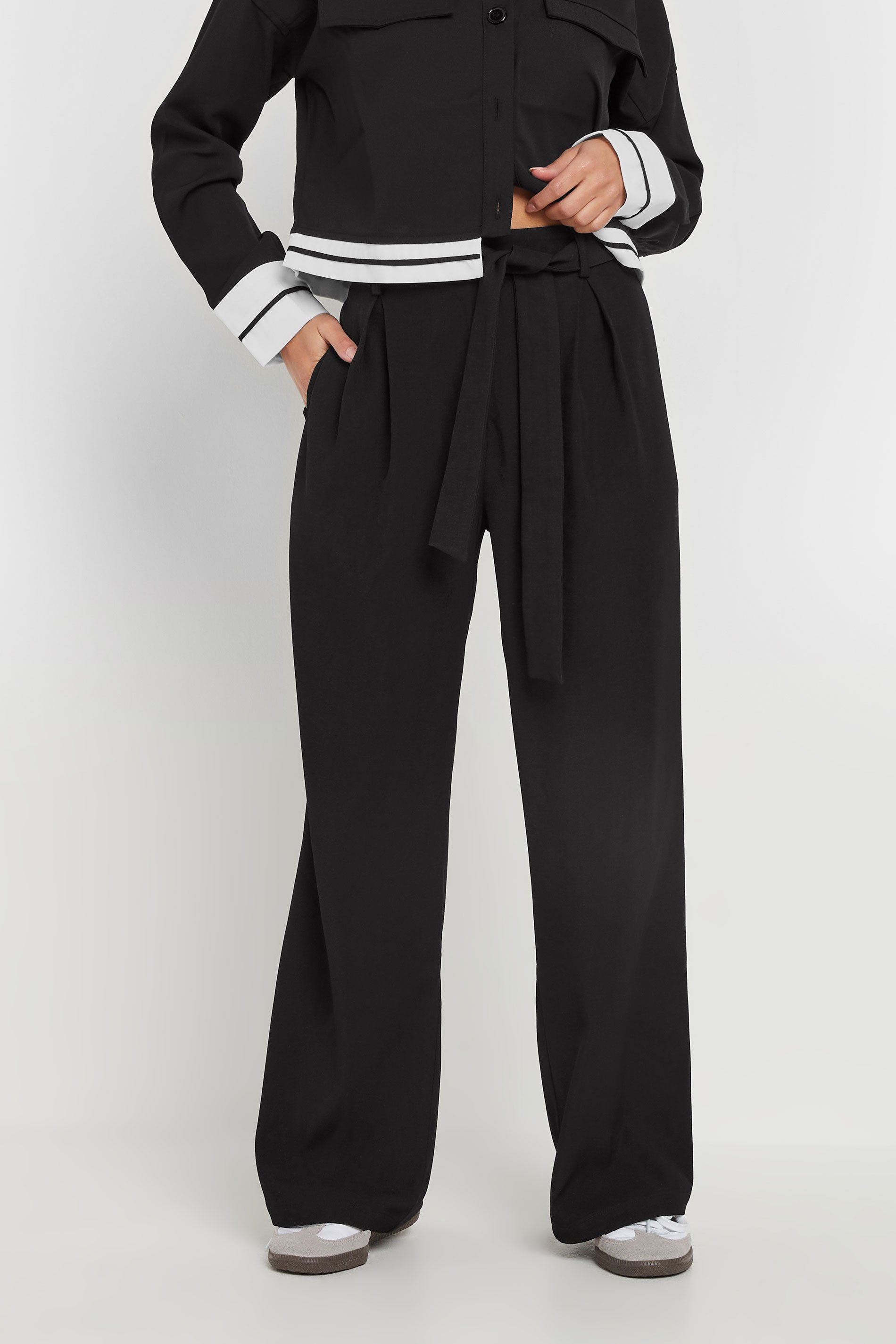 PixieGirl Petite Women's Black Woven Side Wrap Trousers | PixieGirl 2