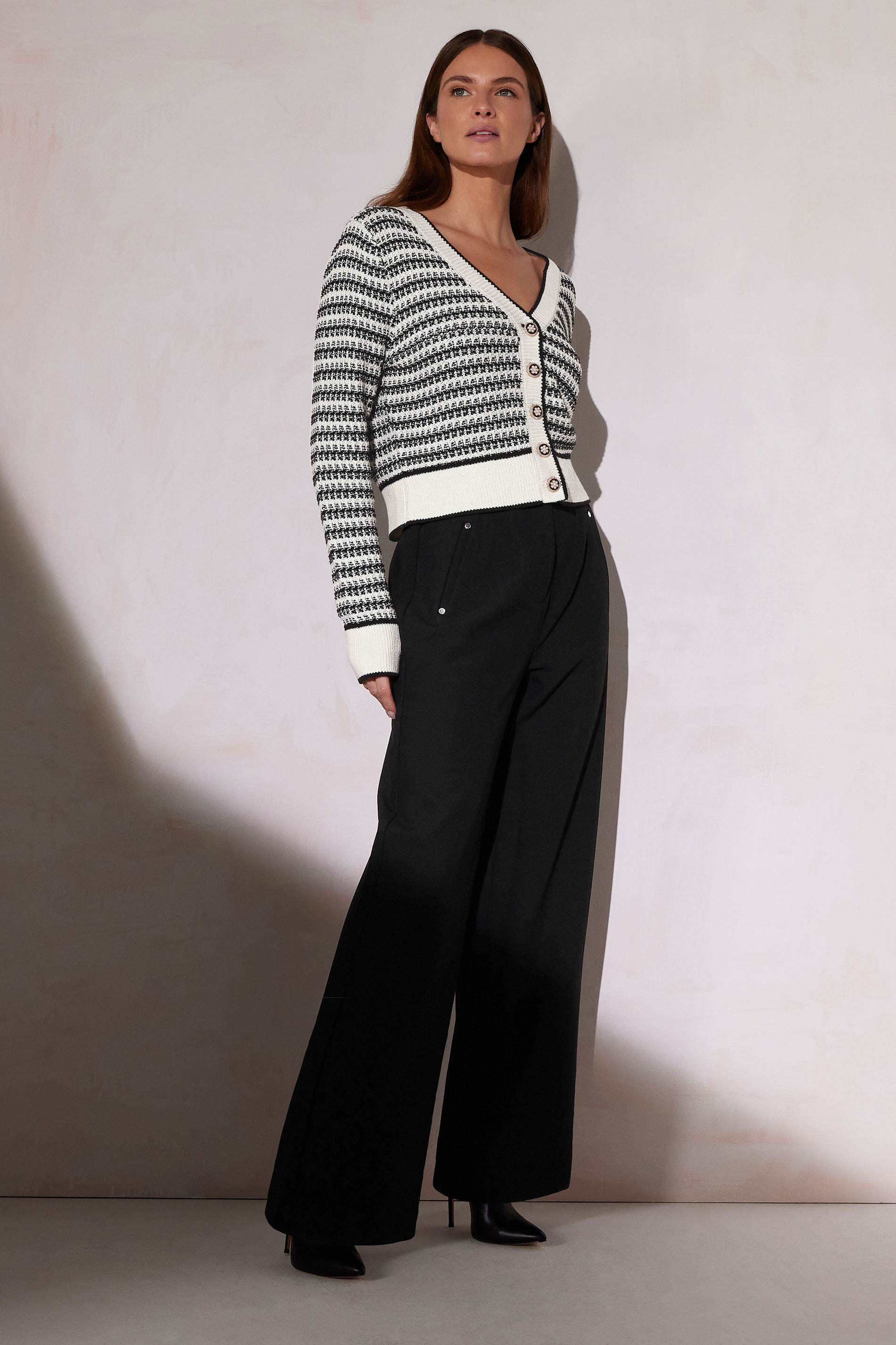 STAR White Knit Metallic Striped Cardigan | StarByJM 3