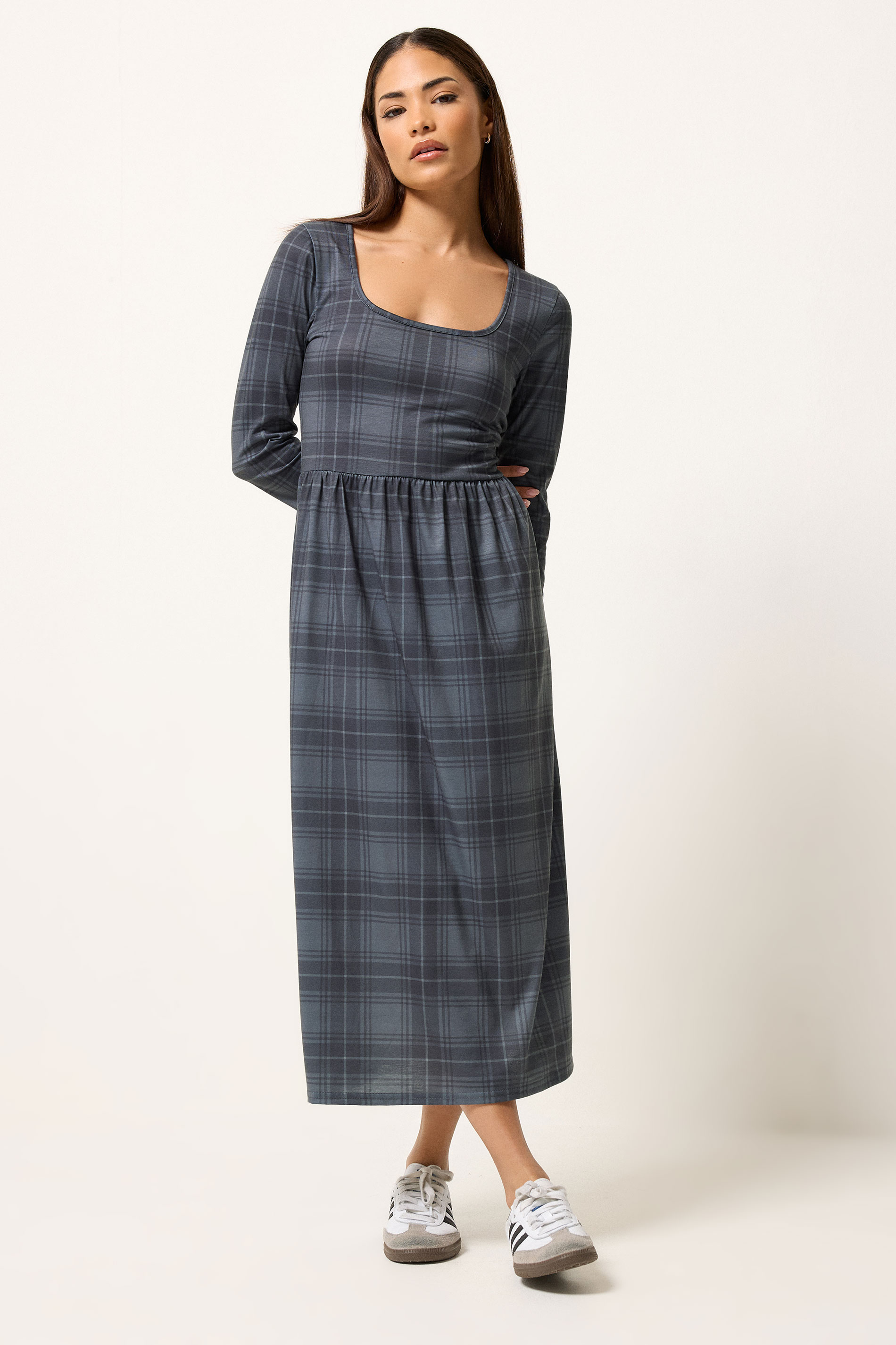 Pixiegirl Women's Grey Petite Check Midi Dress Size 10