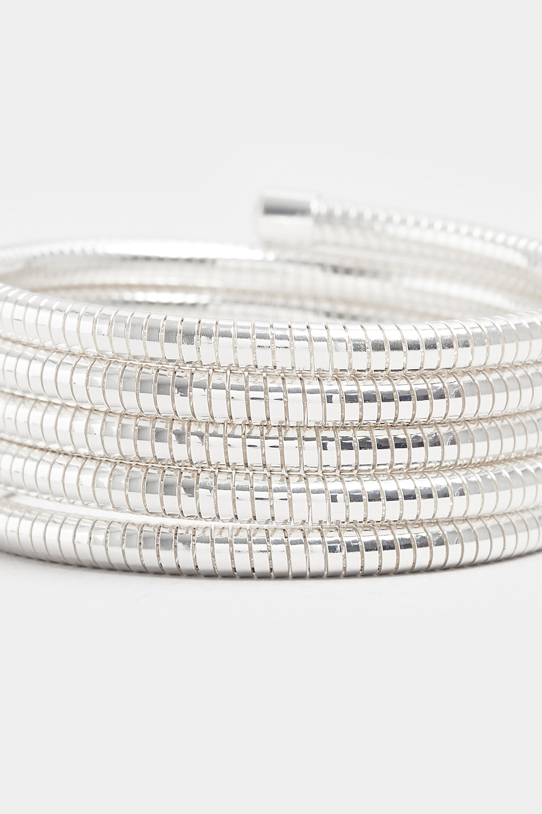 Silver Coil Wrap Stretch Bracelet | Yours Clothing 3