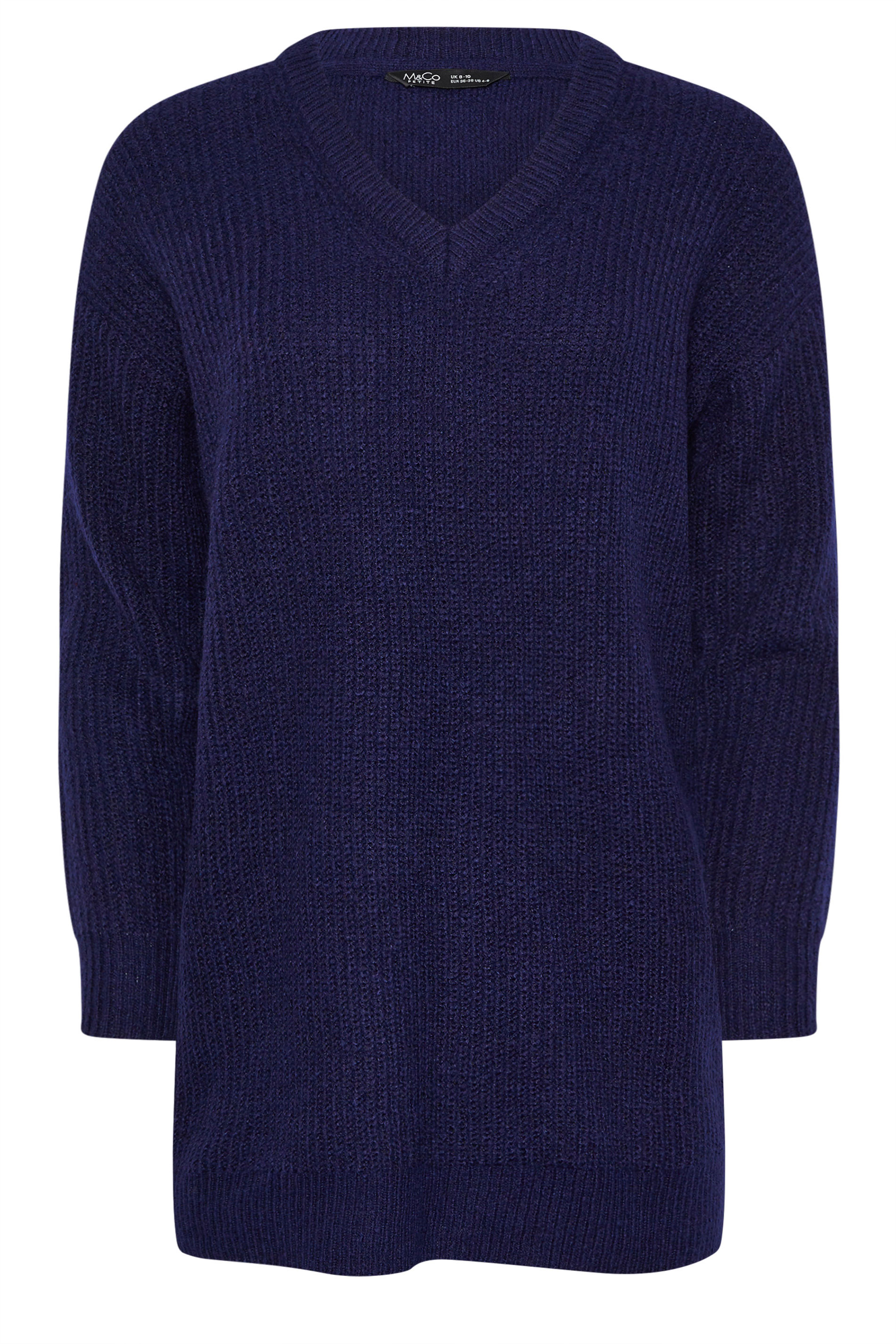 M&Co Petite Navy Blue V-Neck Tunic Jumper | M&Co  6