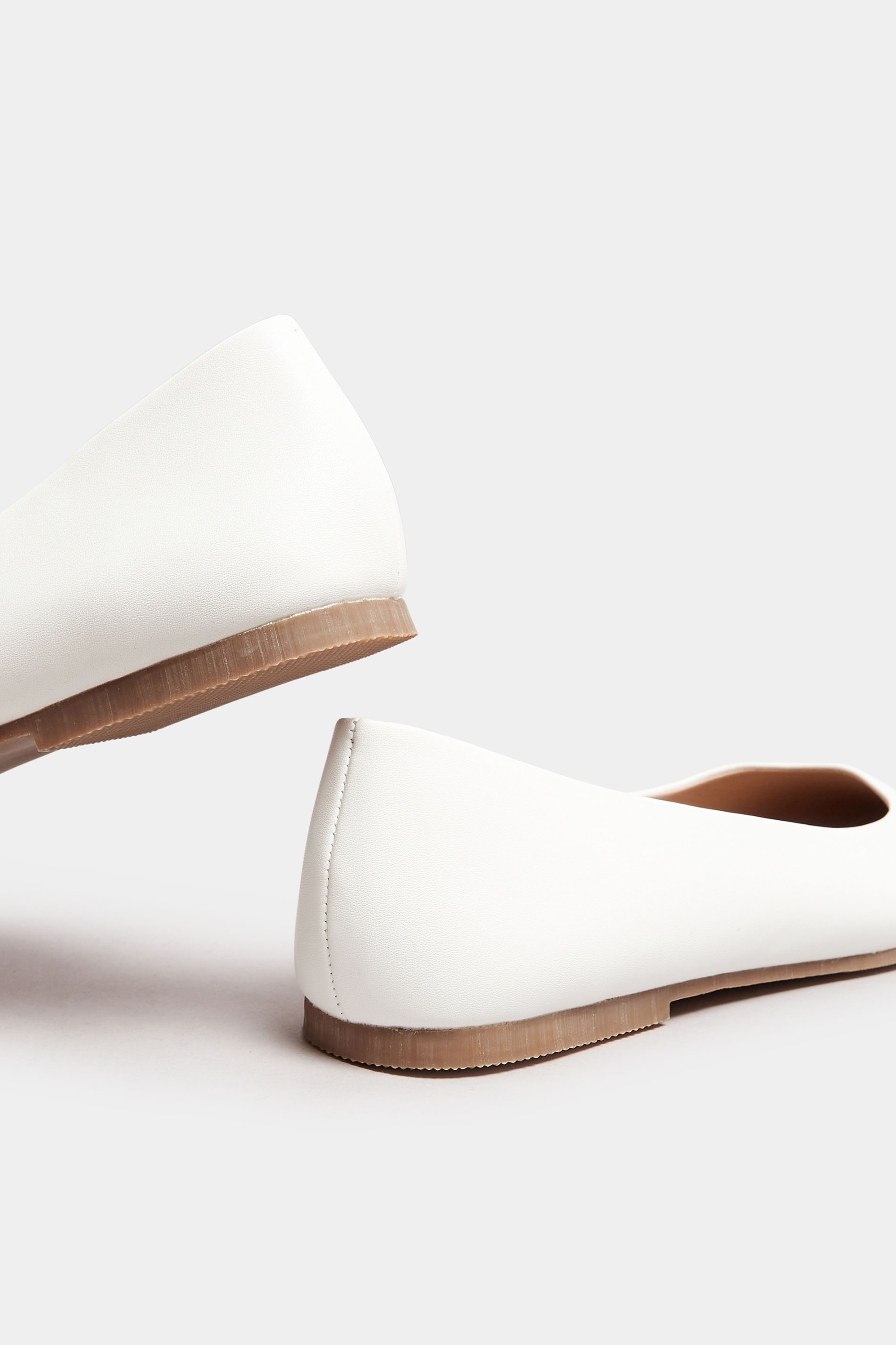 White Pointed Ballet Pumps In Wide E & Extra Wide EEE Fit | Yours Clothing 5