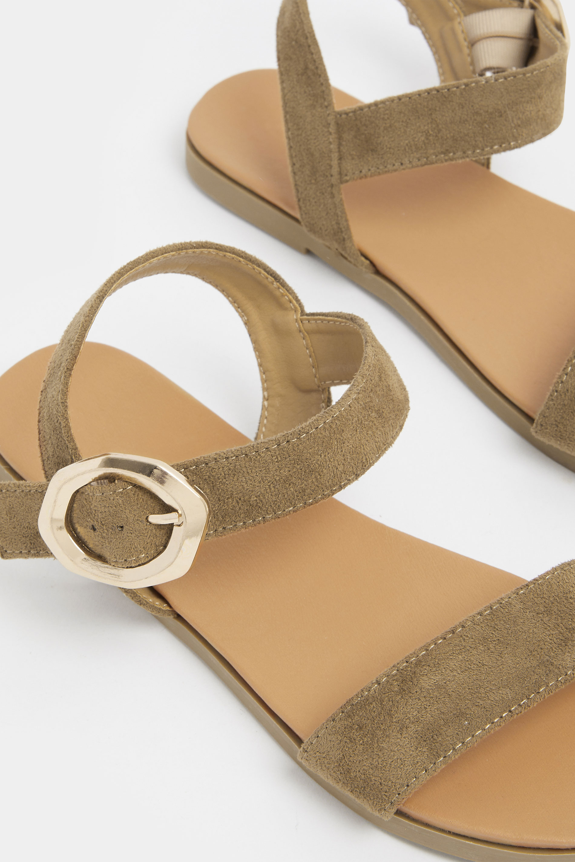 Khaki Green Buckle Detail Sandals In Wide E Fit | Yours Clothing 5