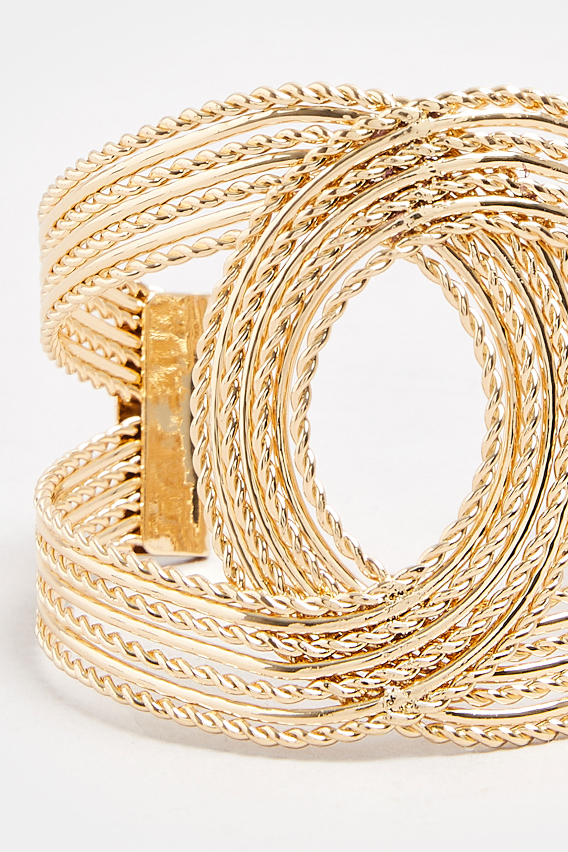 Gold Tone Twisted Statement Cuff Bangle | Yours Clothing 3