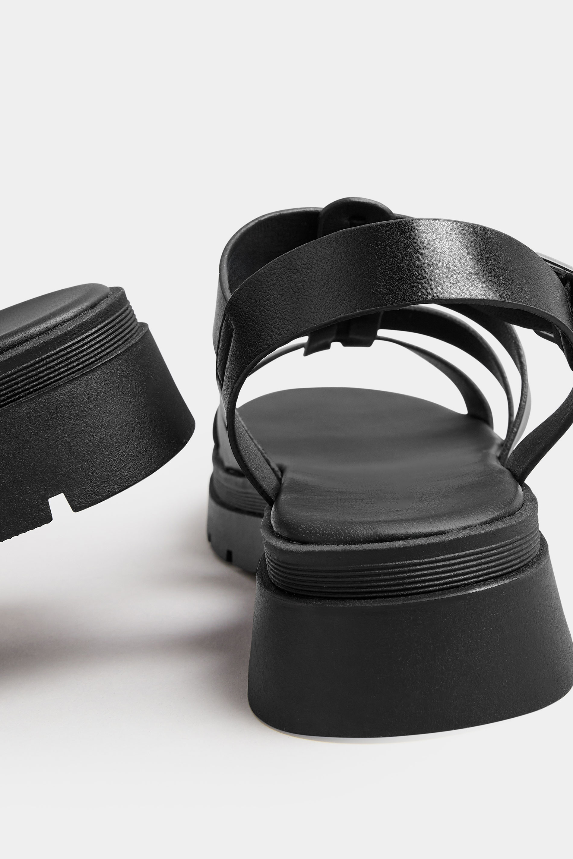 Black Chunky Gladiator Sandals In Wide E Fit & Extra Wide EEE Fit | Yours Clothing 4