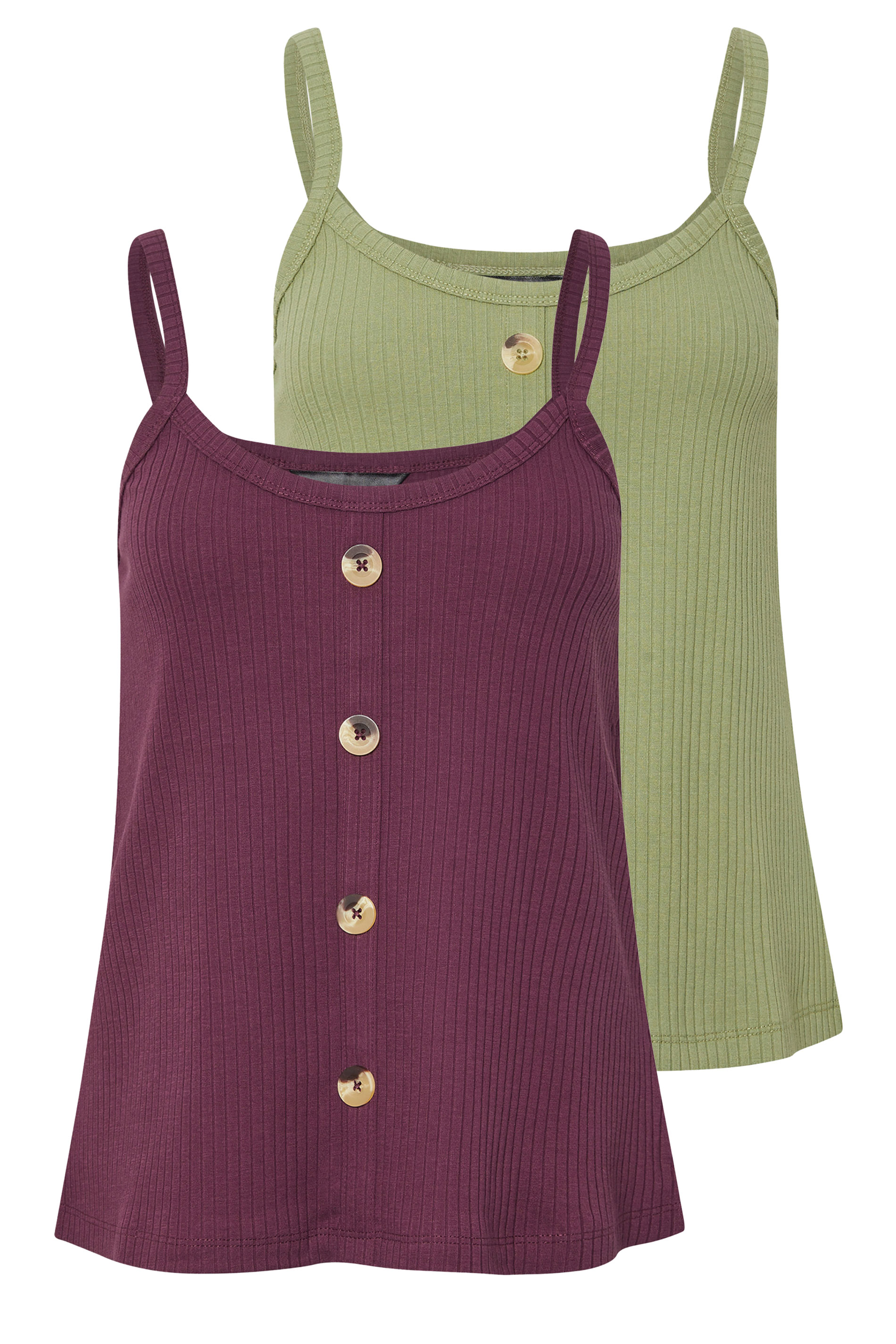 PixieGirl Petite Women's 2 PACK Sage Green & Purple Button Down Cami Tops | PixieGirl 8