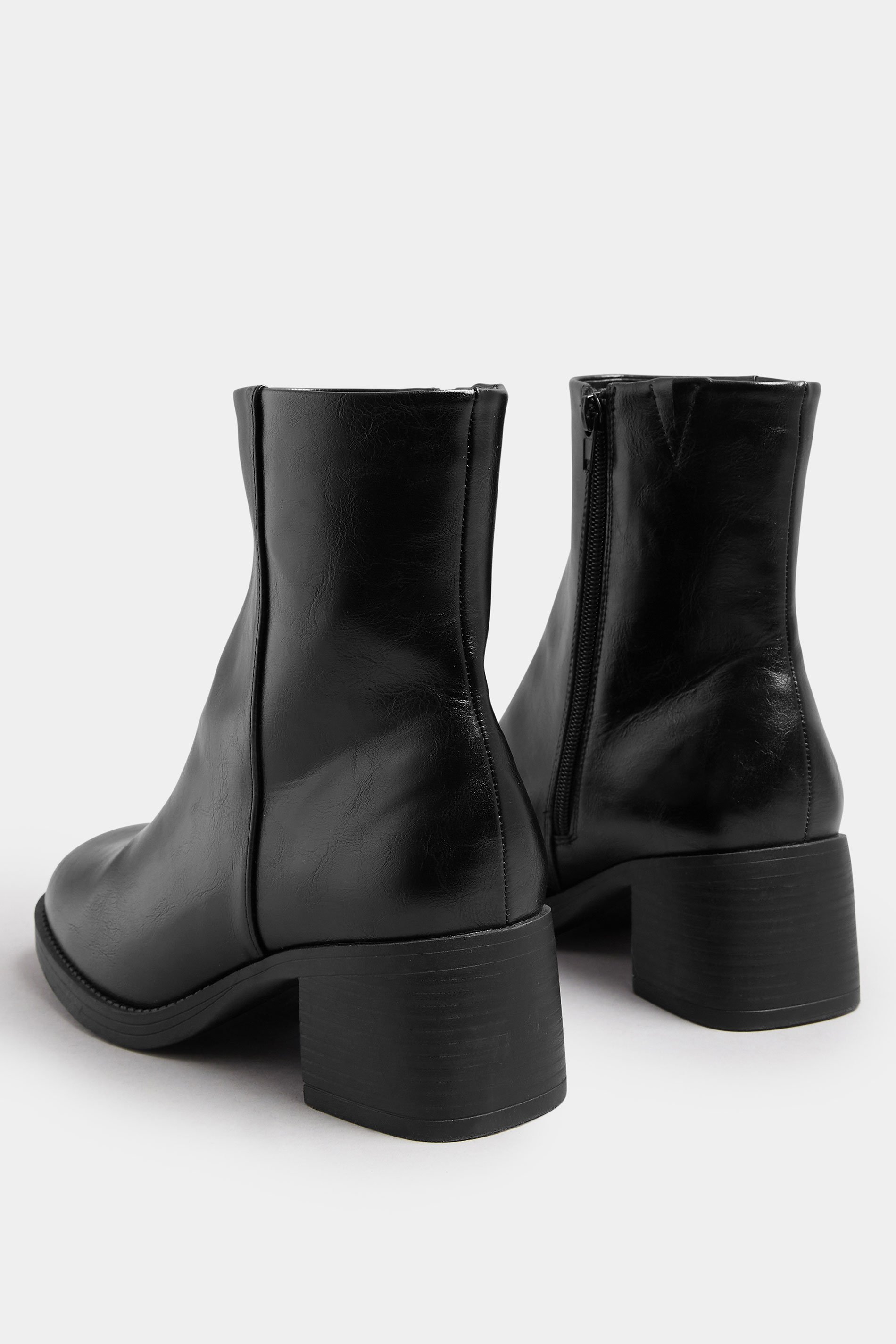 Black Faux Leather Square Toe Chelsea Boots In Extra Wide EEE Fit | Yours Clothing 5