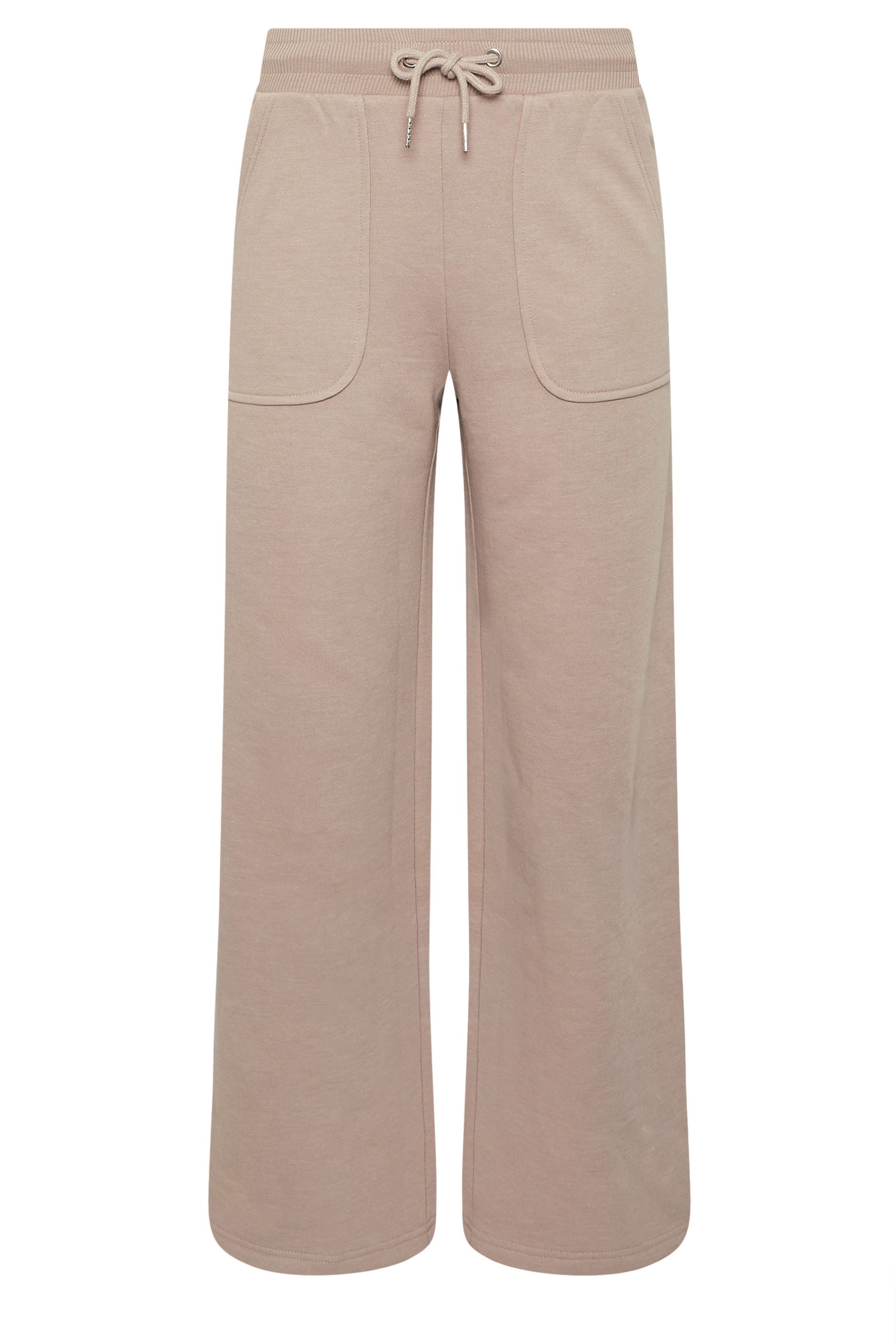 PixieGirl Petite Women's Natural Brown Pocket Patch Wide Leg Joggers | PixieGirl 5