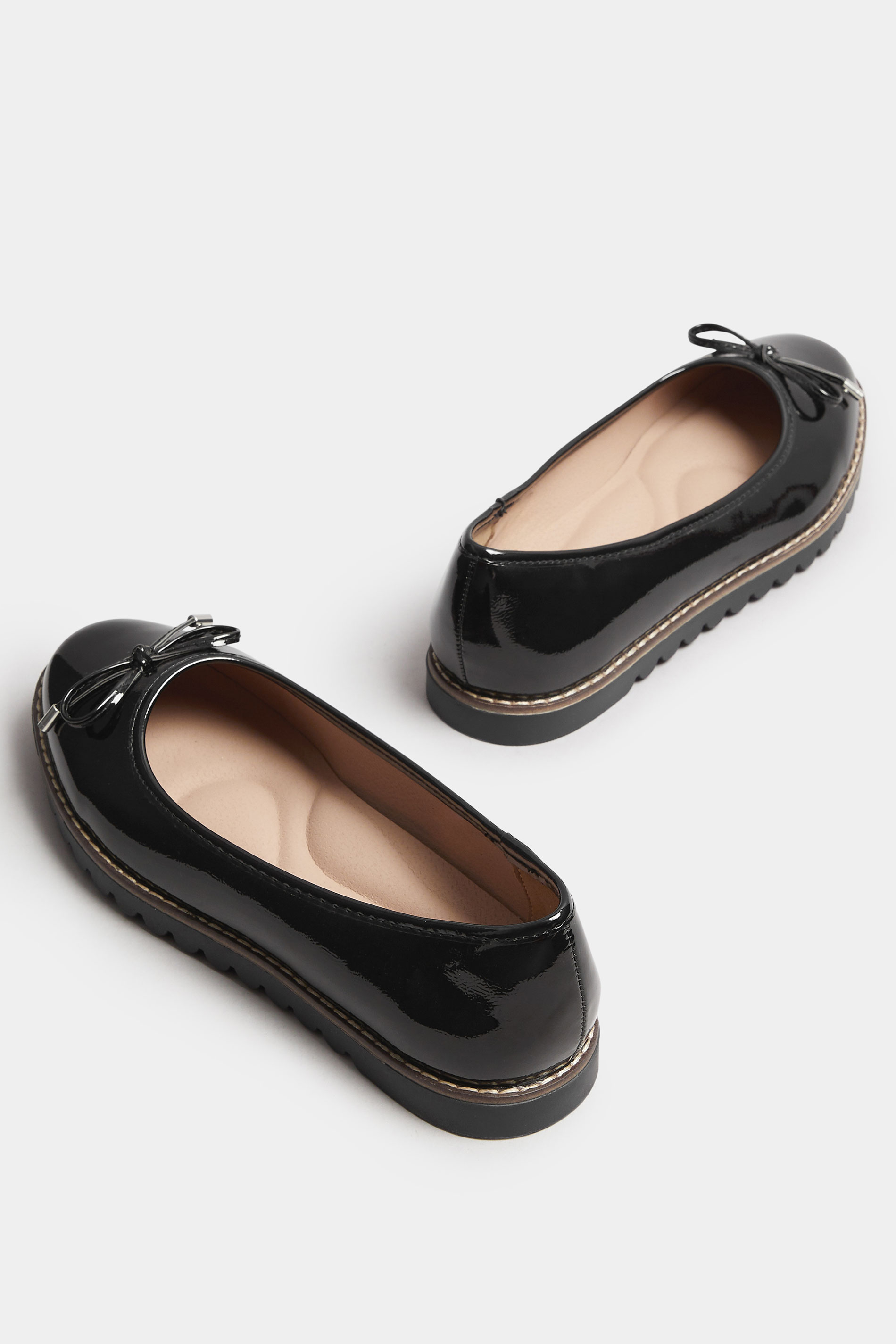 Black Patent Ballet Pumps In Wide E Fit & Extra Wide EEE Fit | Yours Clothing 4