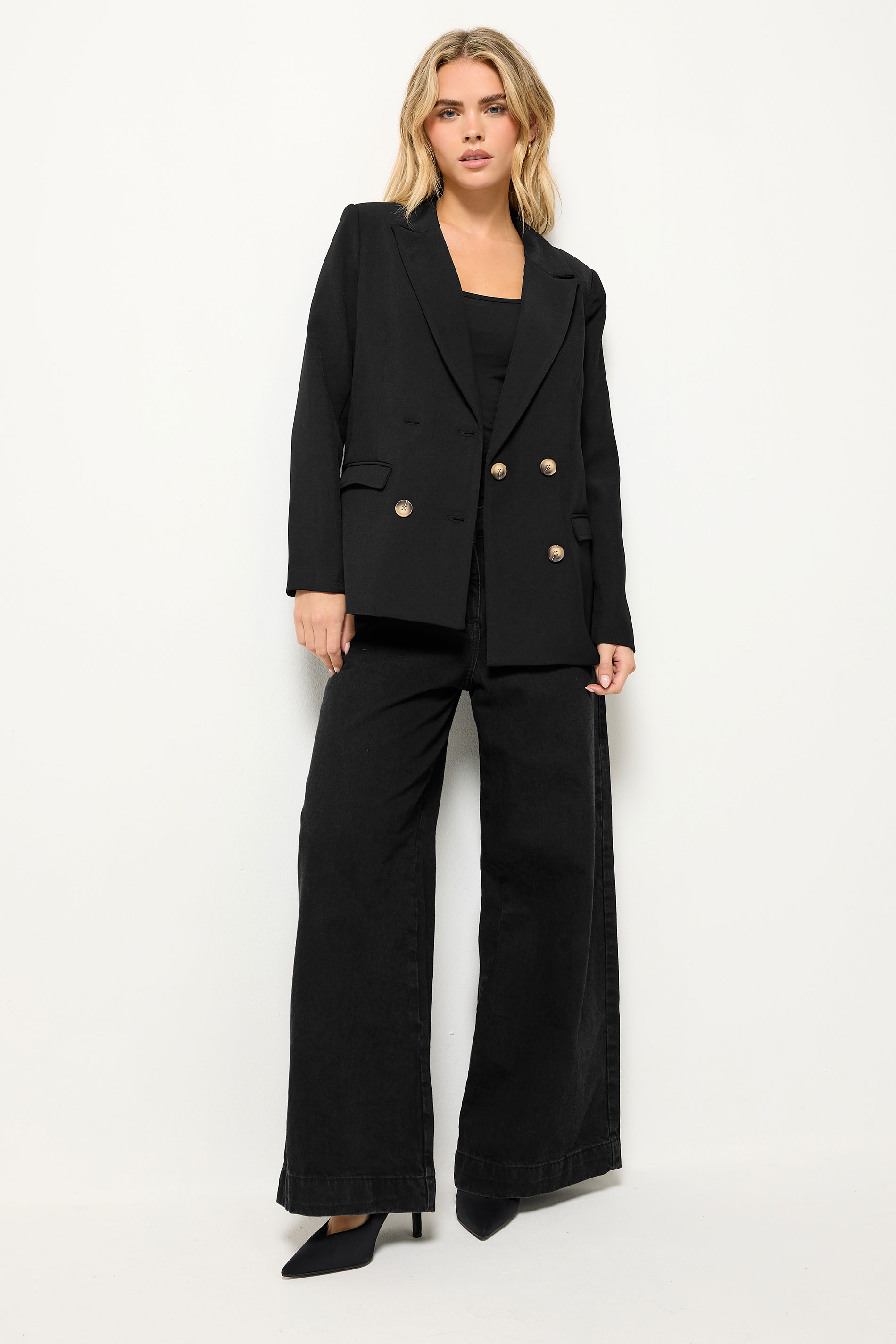 PixieGirl Petite Women's Black Tailored Double Breasted Blazer | PixieGirl 3