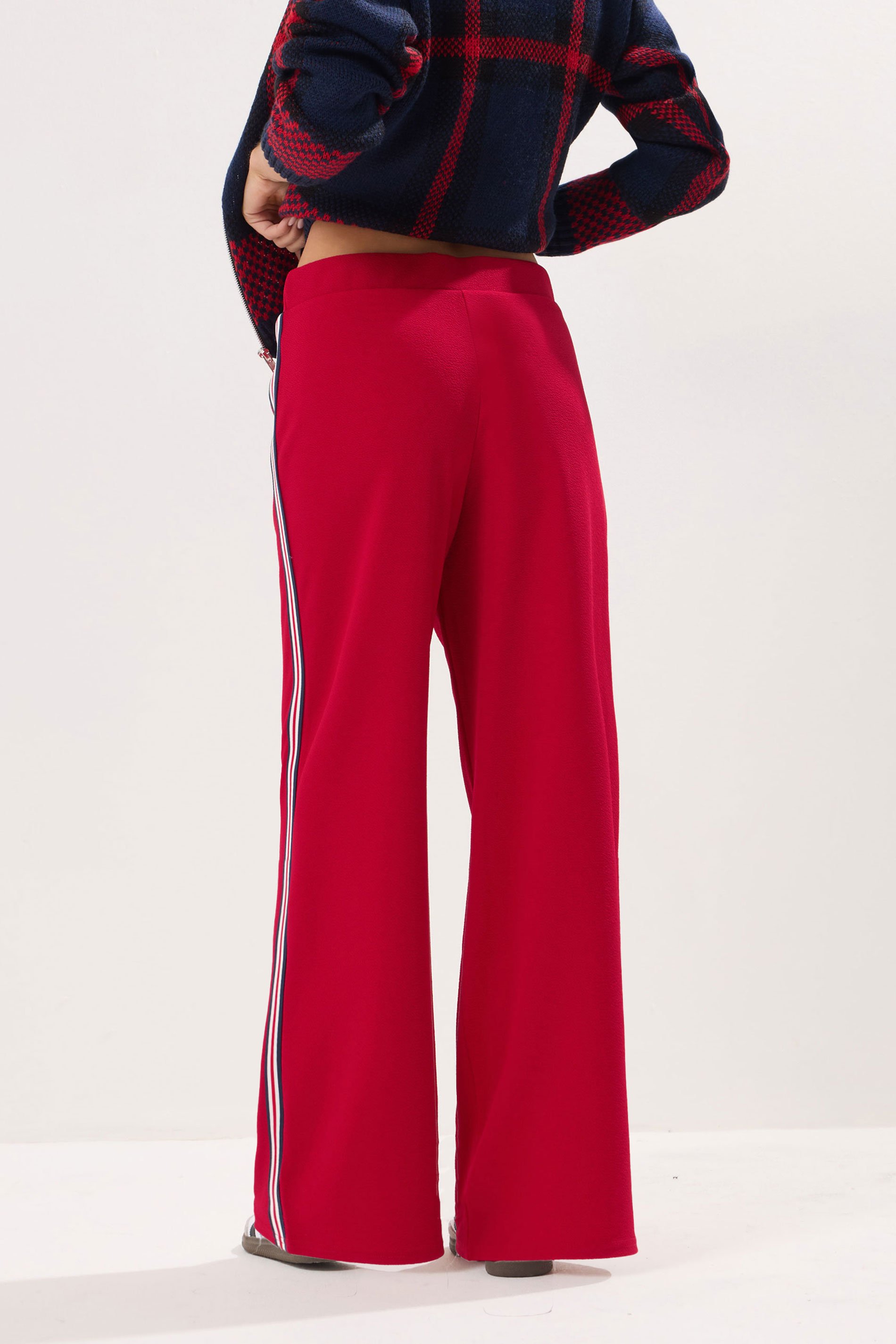 PixieGirl Petite Women's Red Side Stripe Trousers | PixieGirl 3