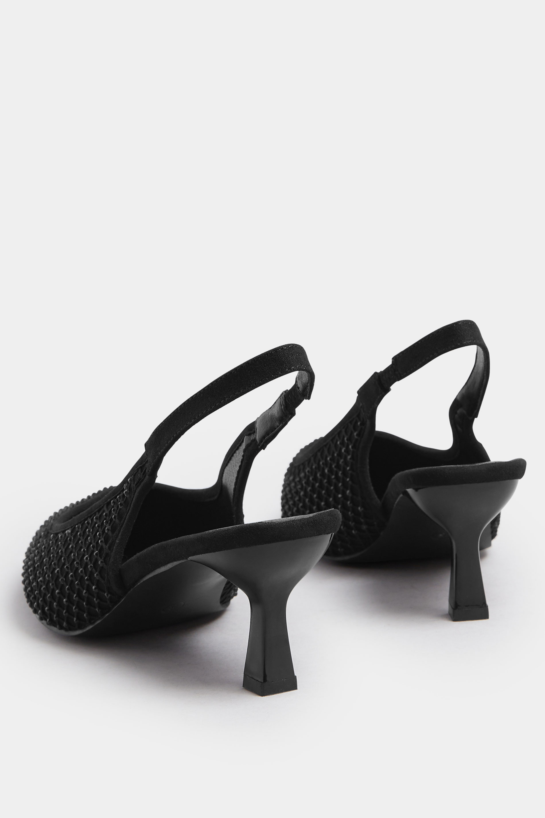 Black Diamante Slingback Court Shoes In Extra Wide EEE Fit | Yours Clothing 4