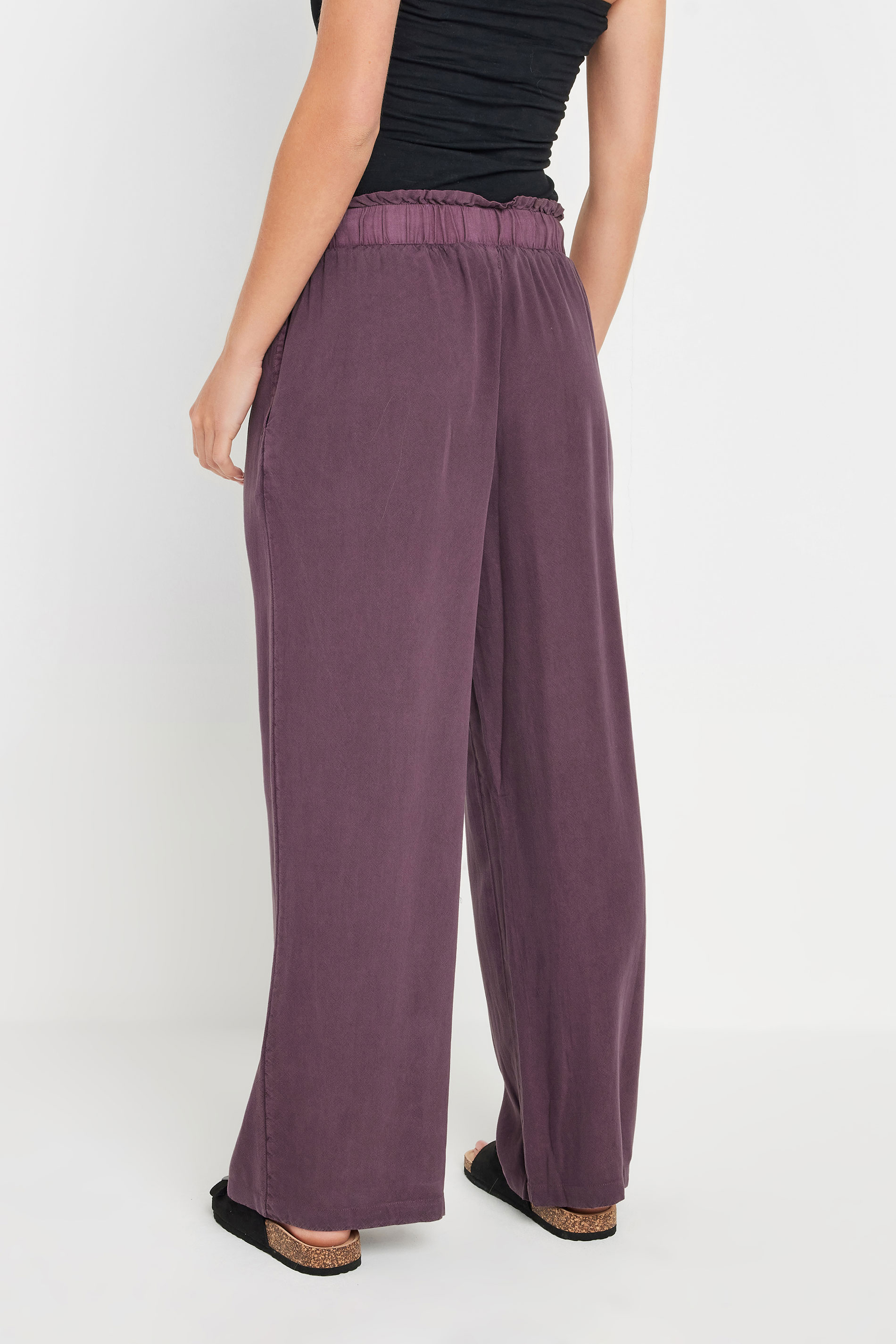 PixieGirl Petite Women's Purple Acid Wash Wide Leg Trousers | PixieGirl 3