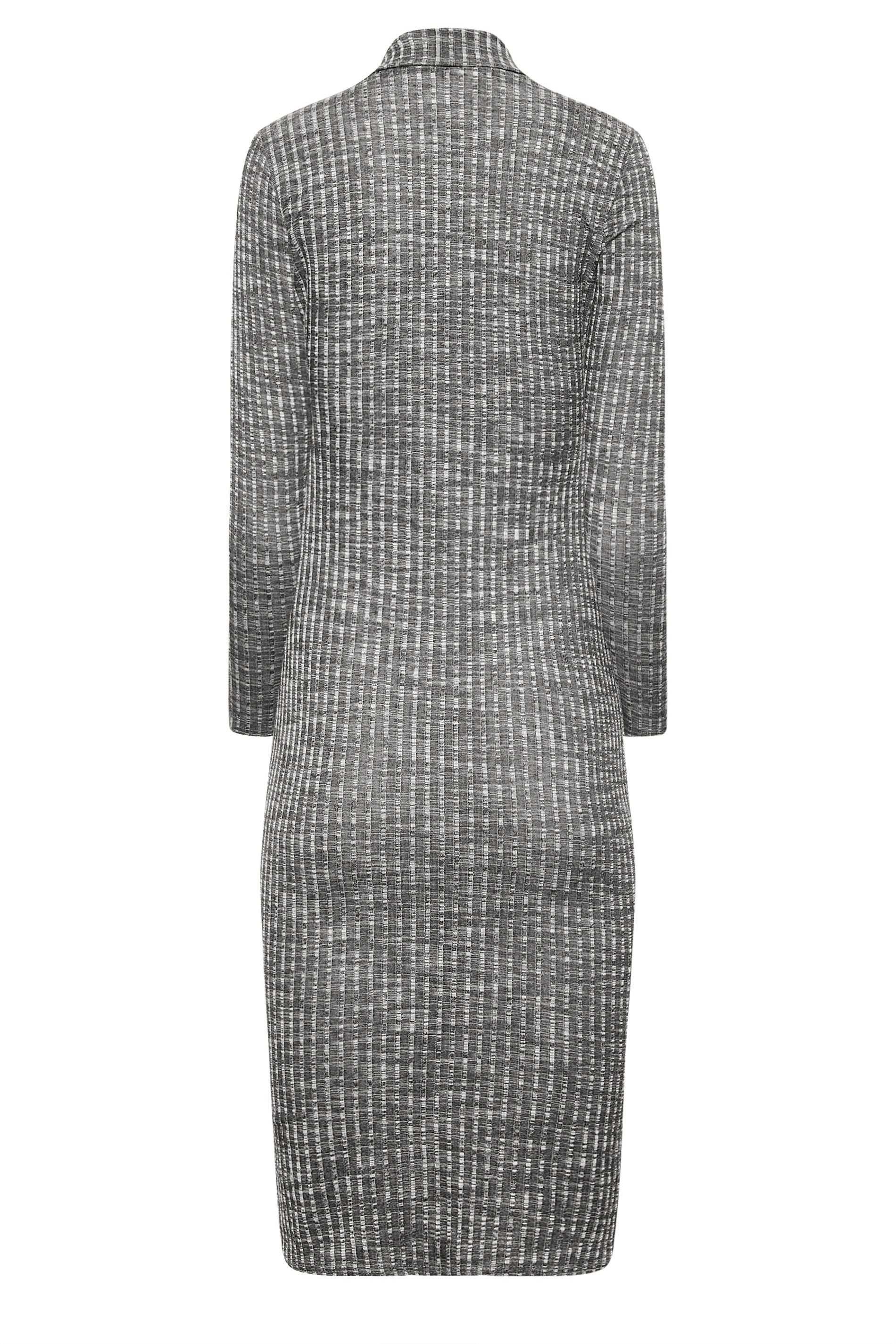 Petite Grey Ribbed Collar Bodycon Midi Dress | PixieGirl 7