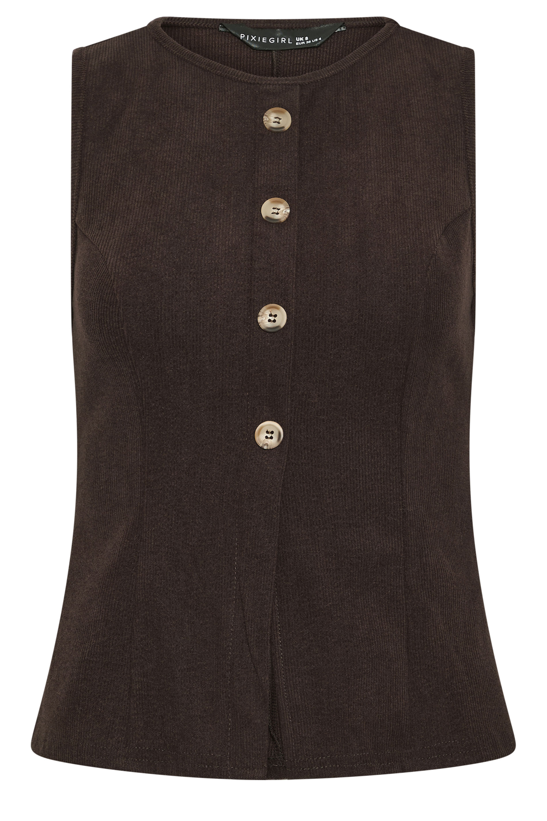 Pixiegirl Women's Brown Petite Chocolate Button Front Top Size 12
