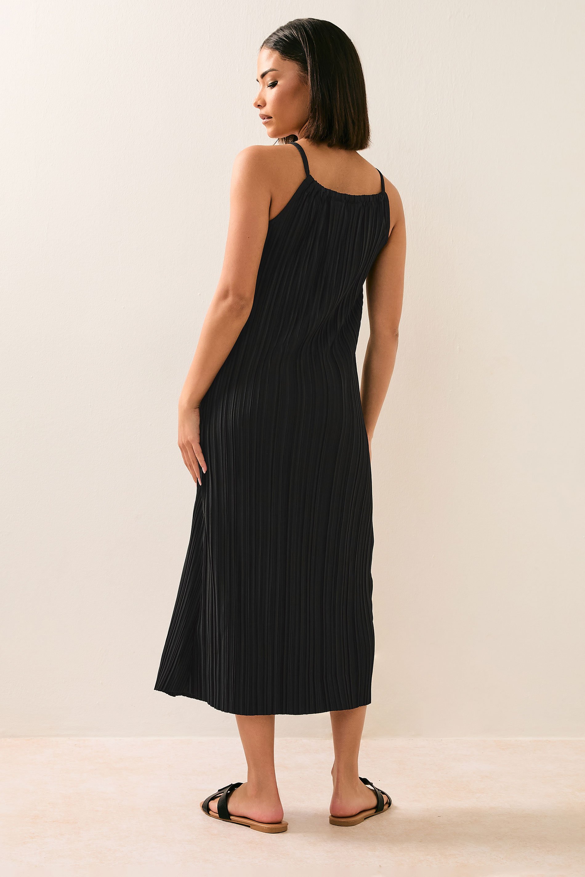 PixieGirl Petite Women's Black Plisse Midi Dress | PixieGirl 3