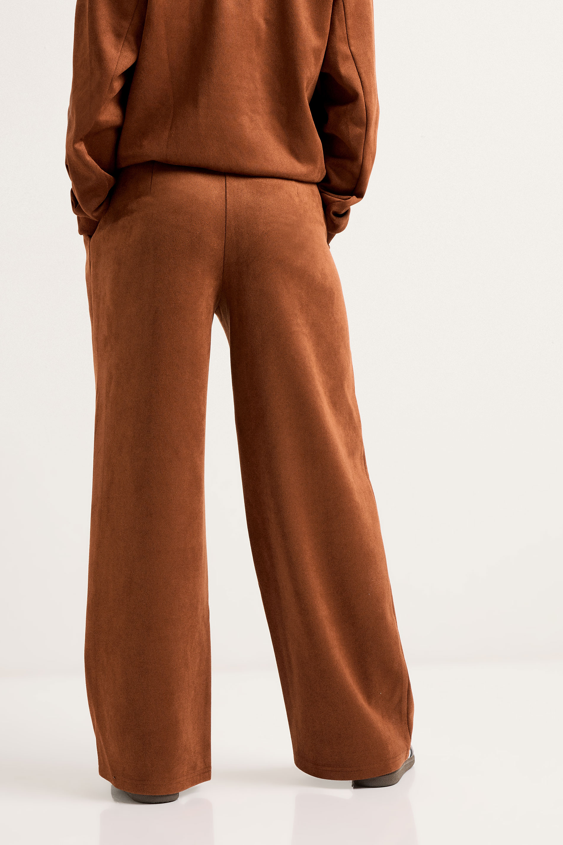 PixieGirl Petite Women's Tan Brown Suedette Wide Leg Trouser | Pixie Girl 4