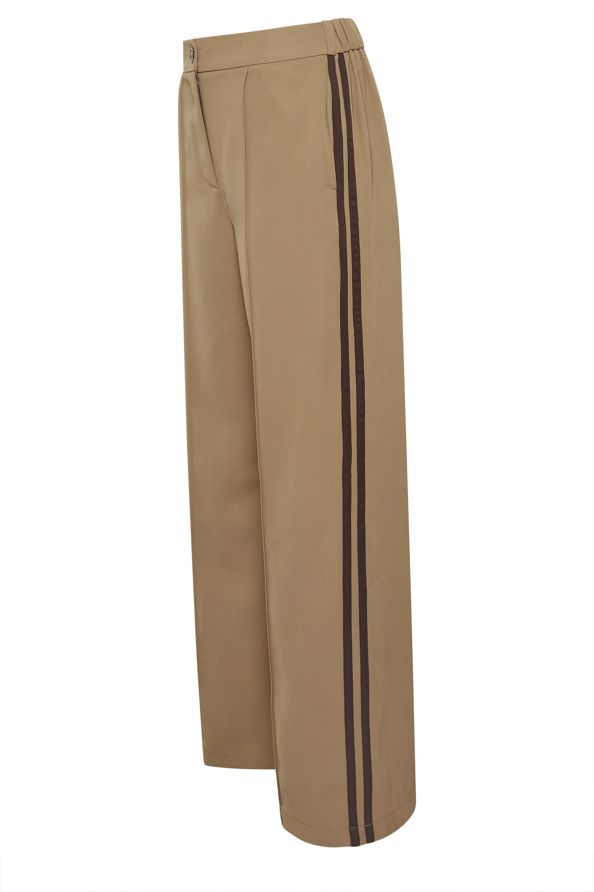 PixieGirl Petite Women's Mocha Brown Side Stripe Wide Leg Trousers | PixieGirl 7
