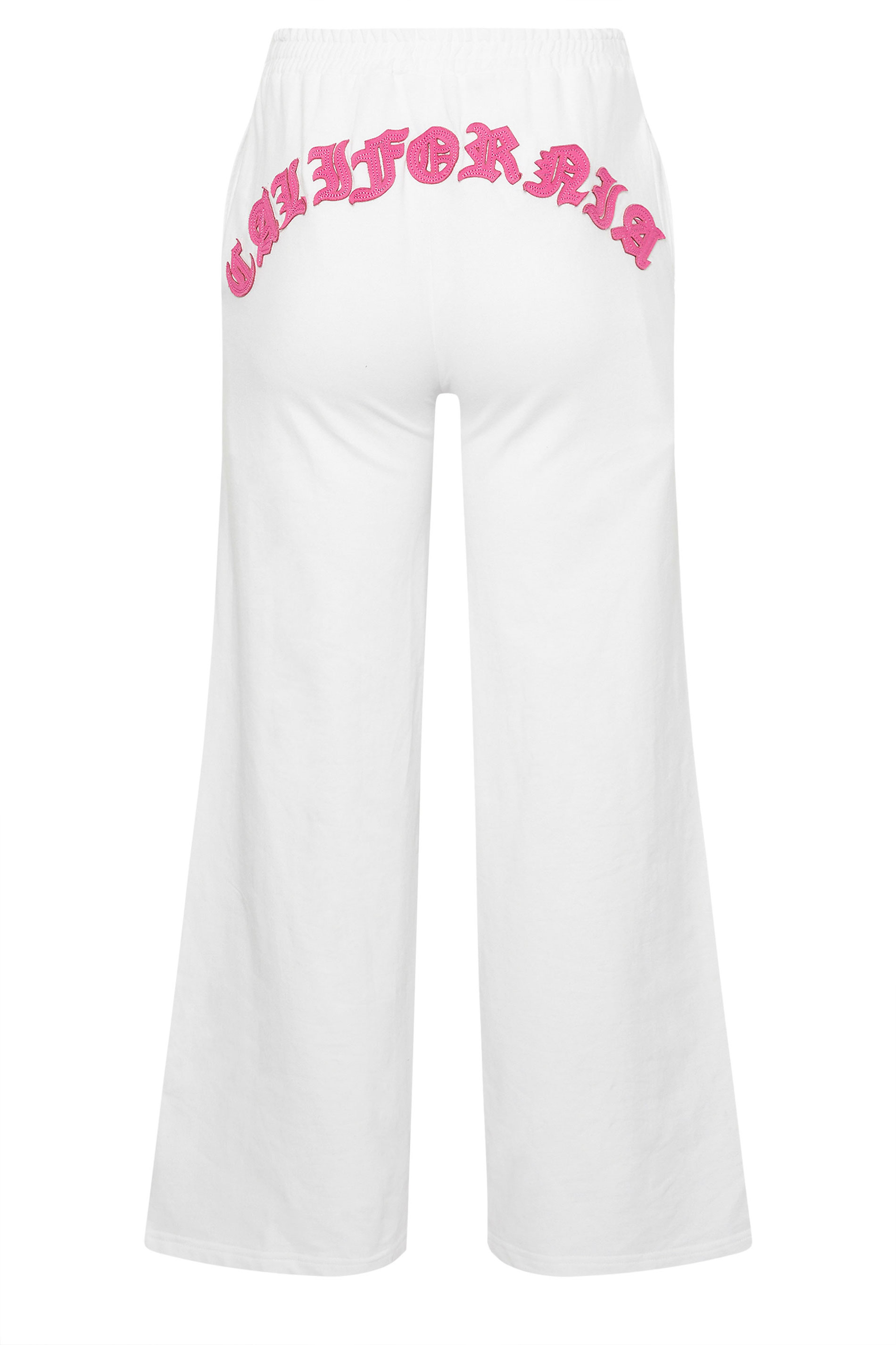 PixieGirl Petite Women's White 'California' Slogan Wide Leg Joggers | PixieGirl 7