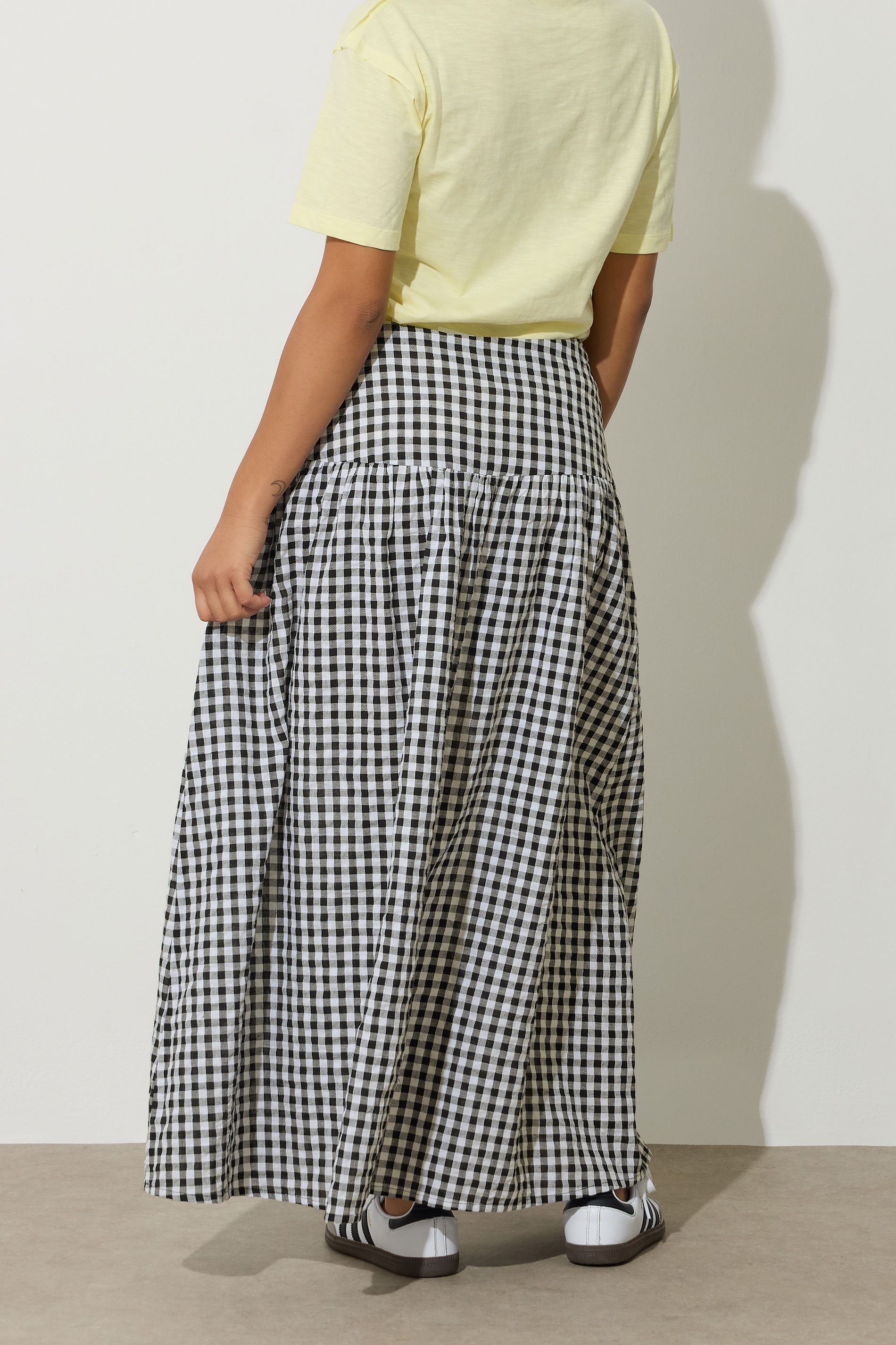 PixieGirl Petite Women's Black Gingham Print Maxi Skirt | PixieGirl 3