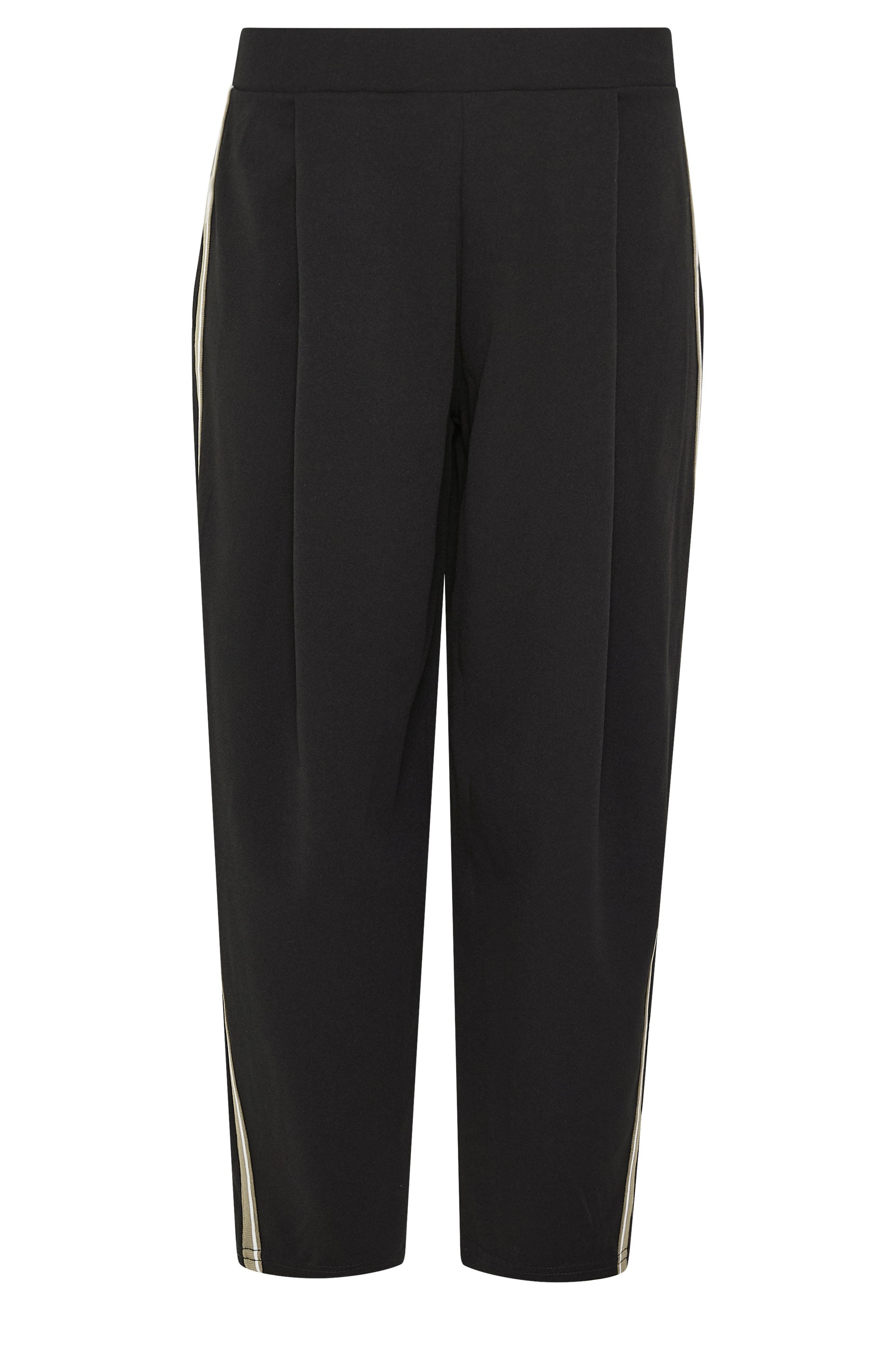 PixieGirl Petite Women's Black Side Stripe Detail Barrel Leg Trousers | PixieGirl 5