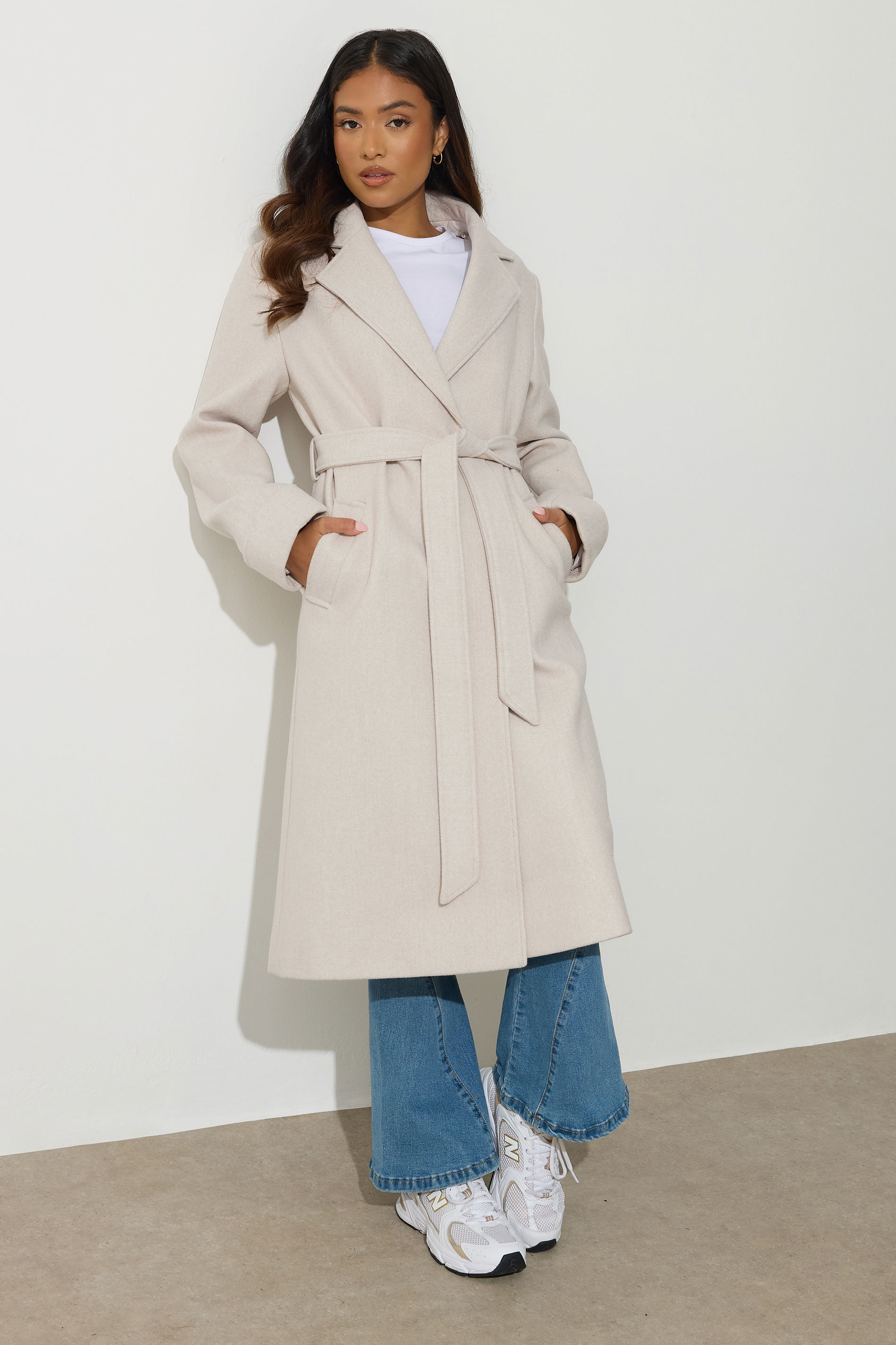 PixieGirl Petite Women's Natural Brown Wrap Belt Coat | PixieGirl 2