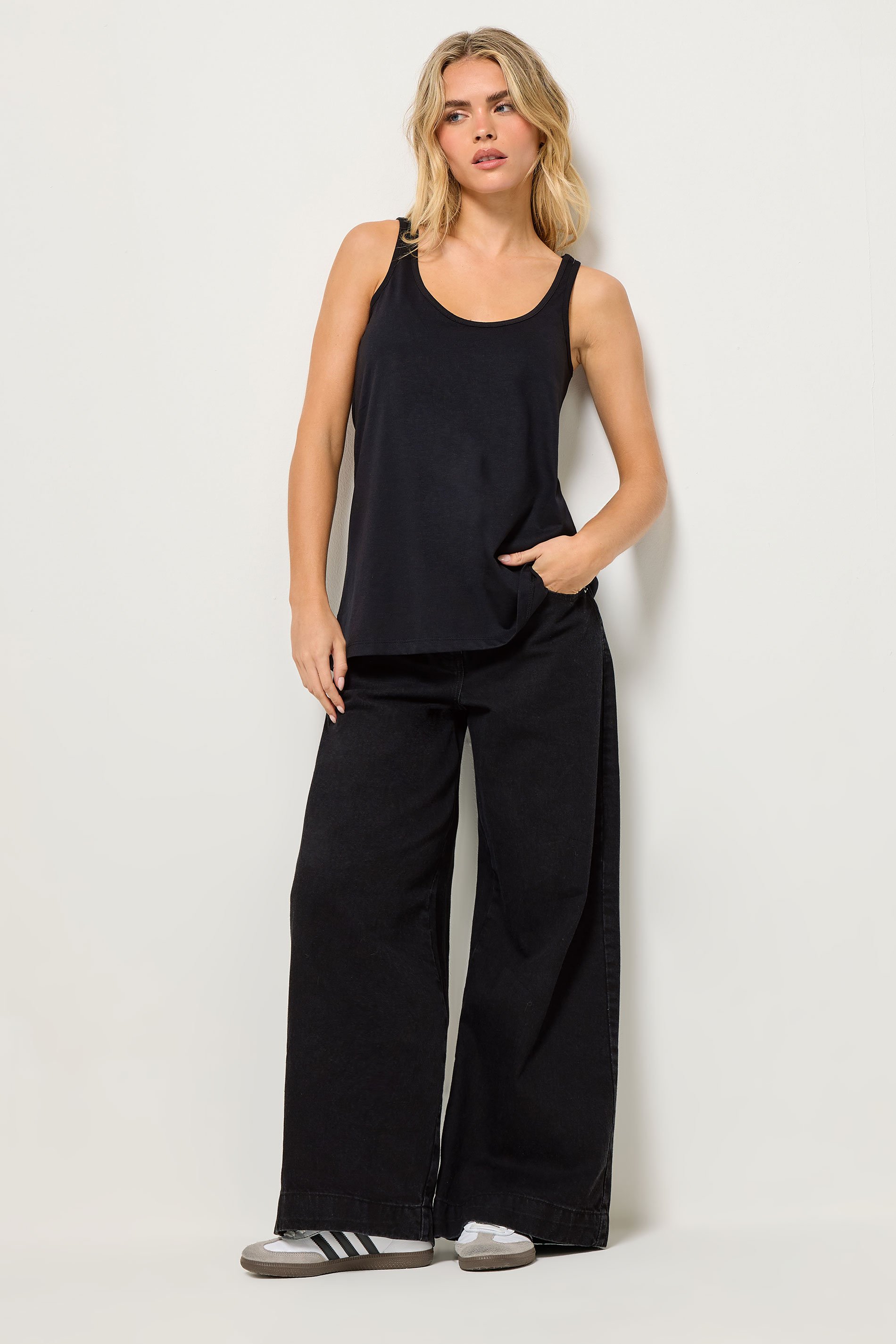 PixieGirl Petite Women's 2 PACK Black & White Dipped Hem Vest Tops | PixieGirl 4