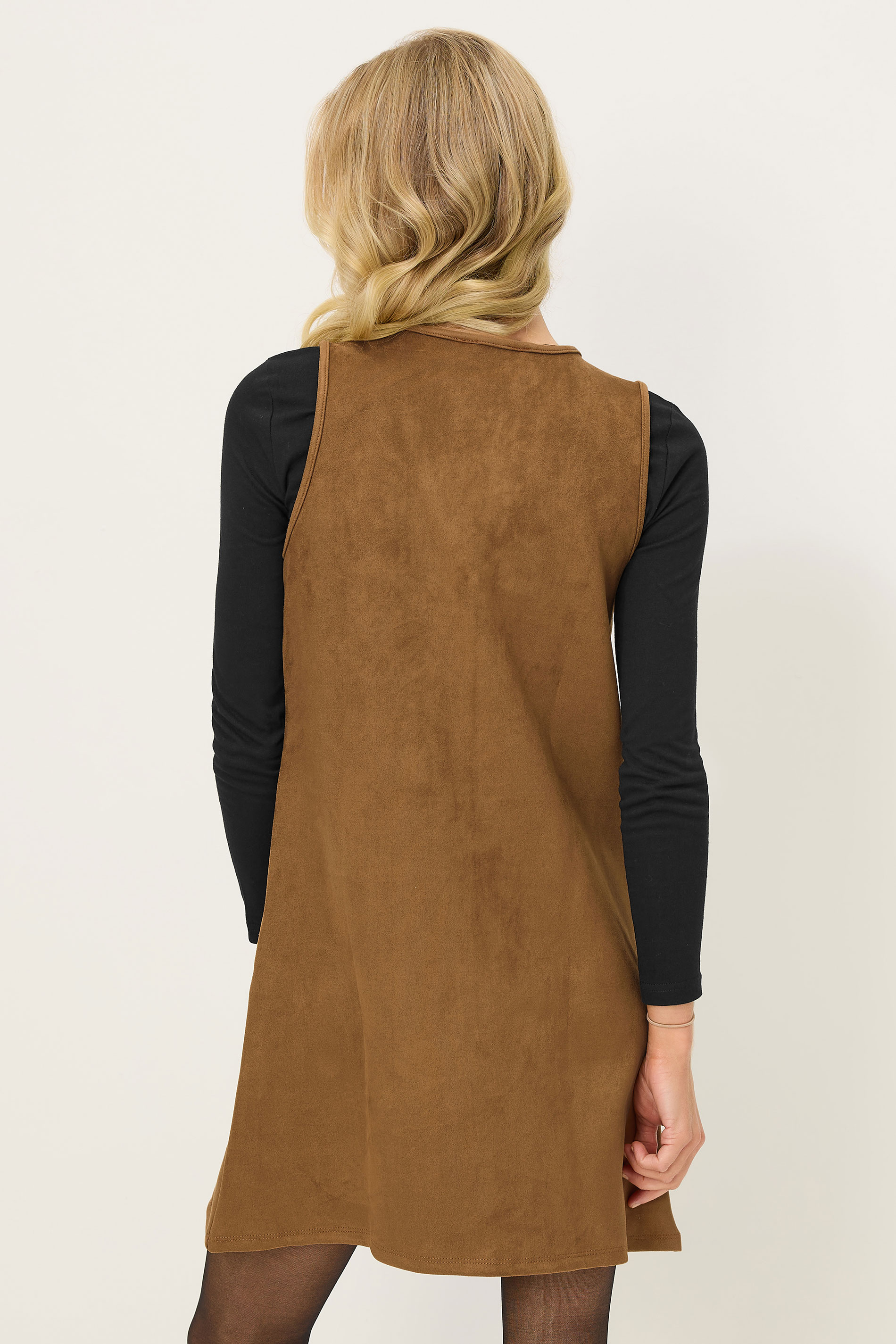 PixieGirl Petite Women's Camel Brown Suedette Mini Dress | PixieGirl 3