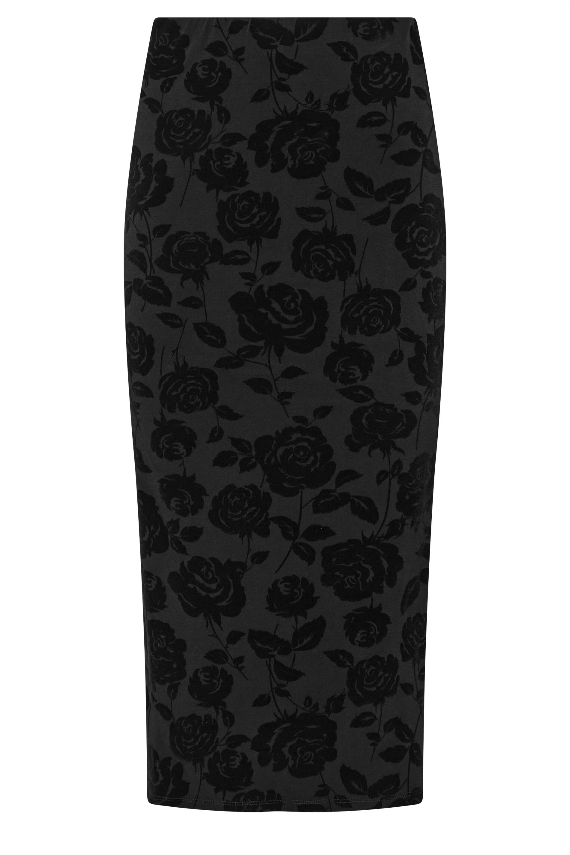 PixieGirl Petite Women's Black Velvet Rose Detailed Skirt | PixieGirl 6