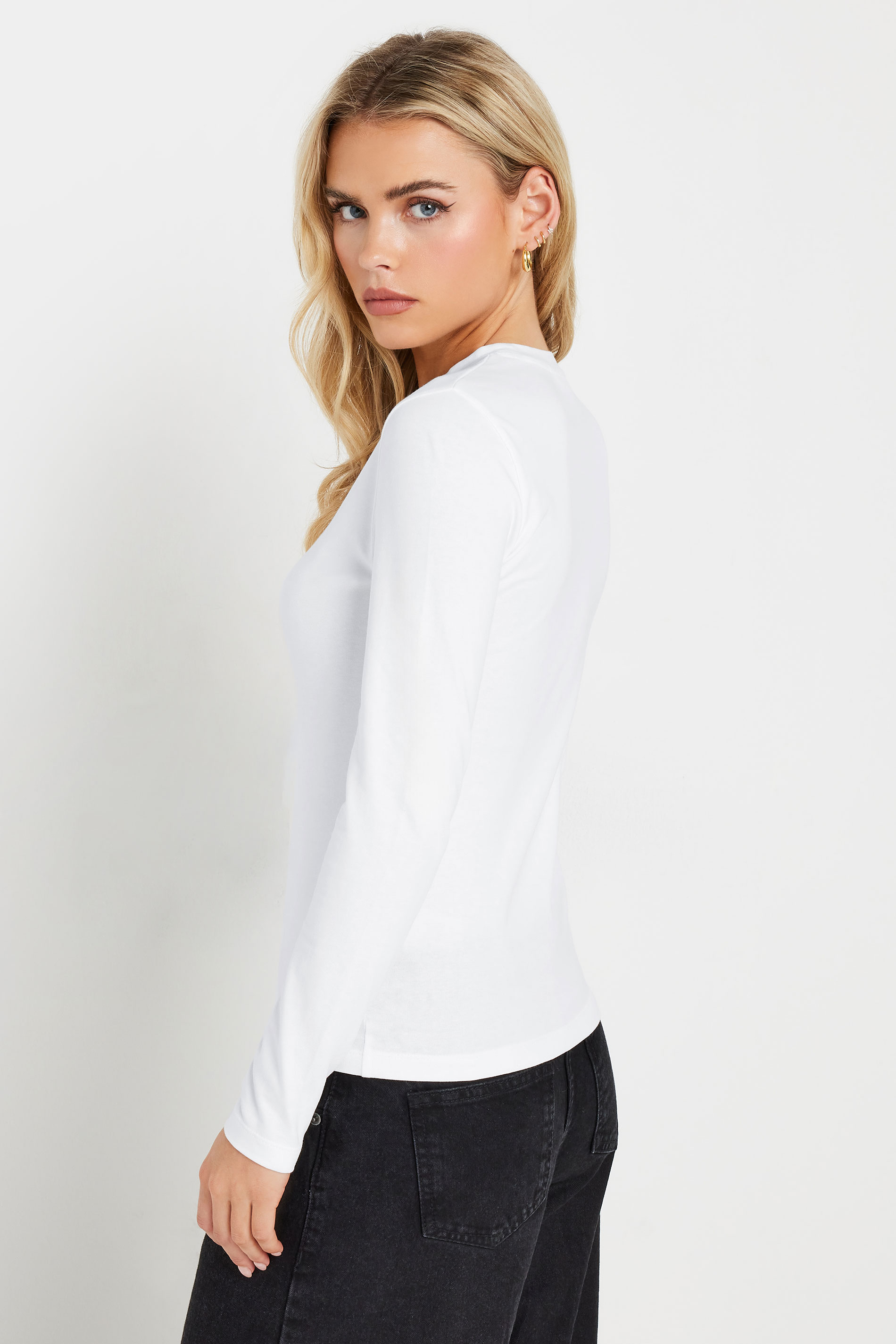 PixieGirl Petite Women's 2 PACK Black & White Fitted Long Sleeve Tops | PixieGirl 5