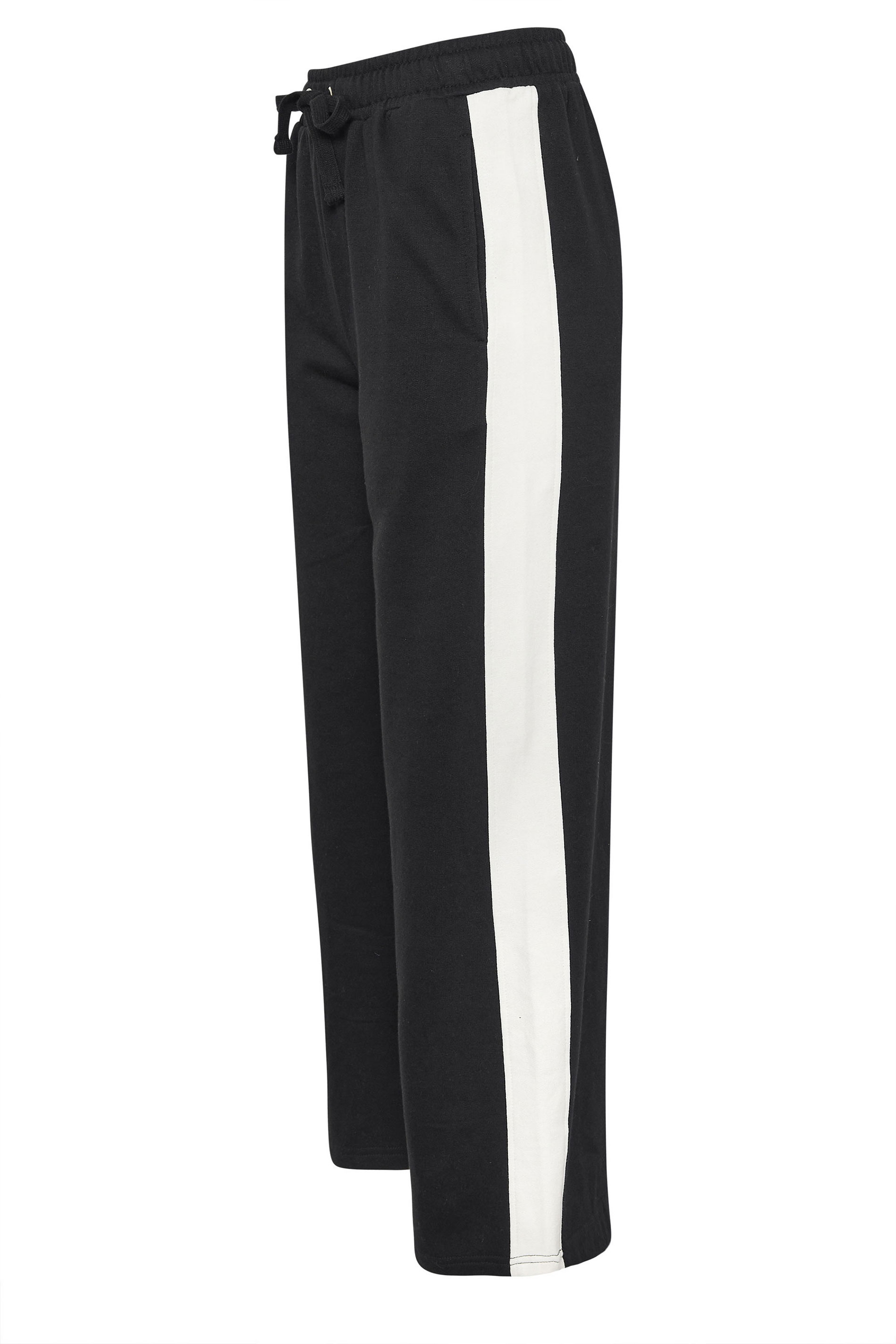 PixieGirl Petite Women's Black Side Striped Wide Leg Jogger | PixieGirl 7