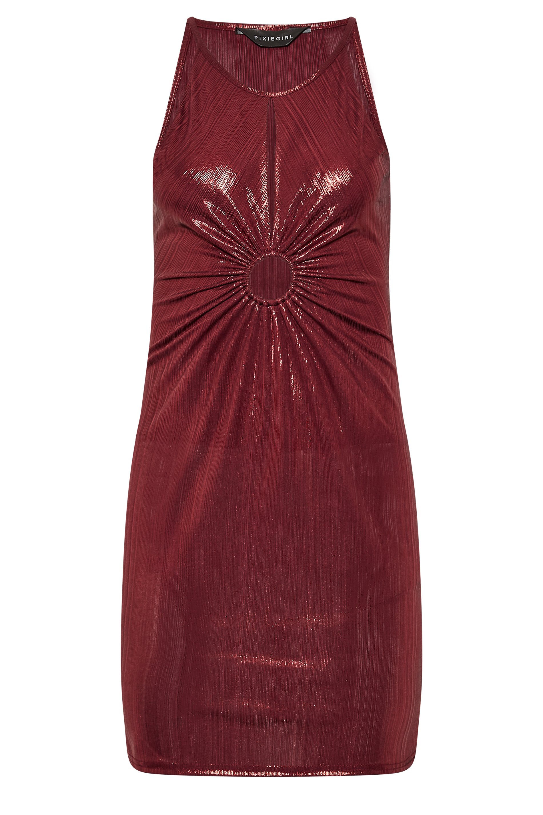 Petite Red Shine Ring Cut Out Mini Dress | PixieGirl 6