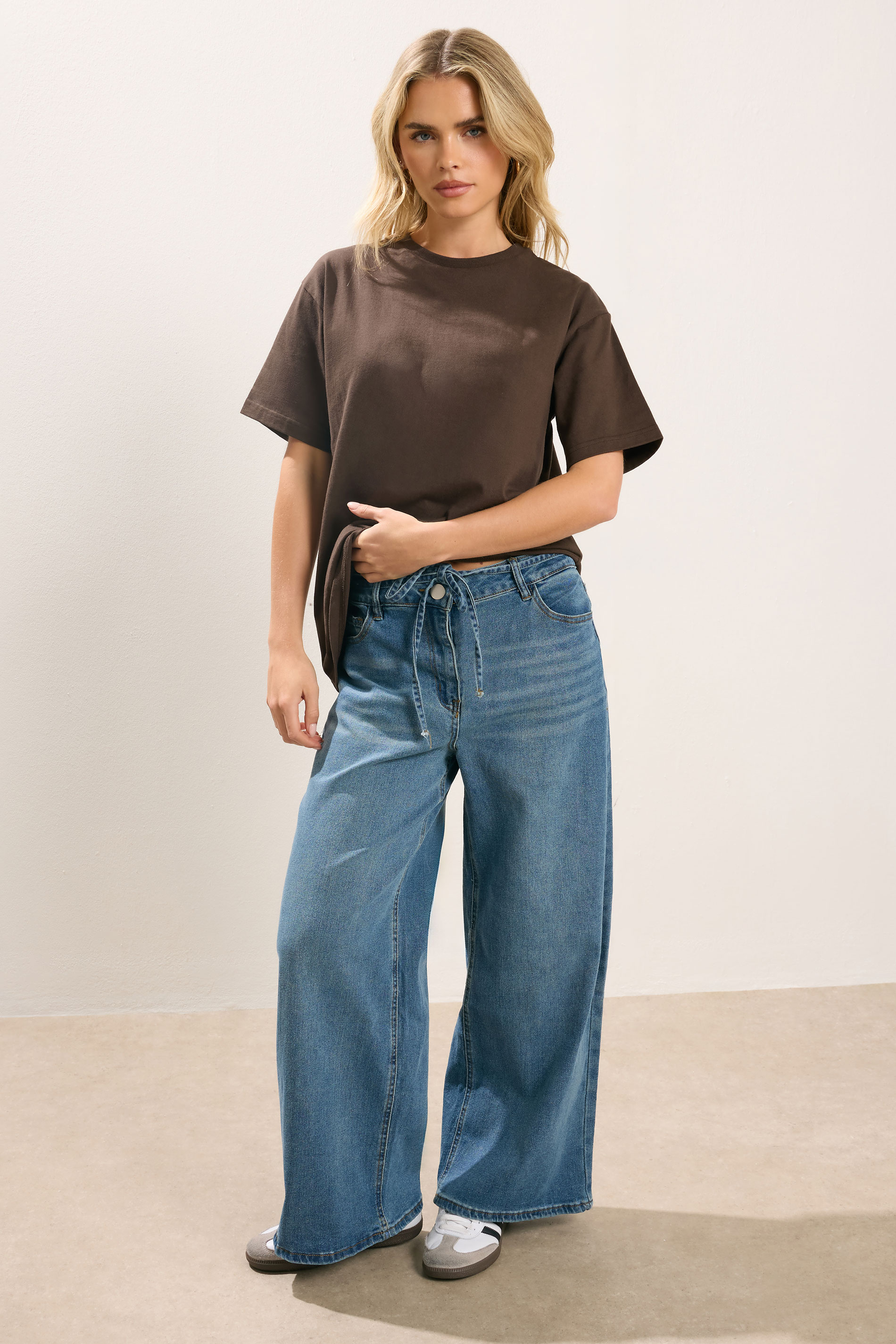 PixieGirl Petite Women's 2 PACK Chocolate Brown & Navy Blue Oversized T-Shirts | PixieGirl 3