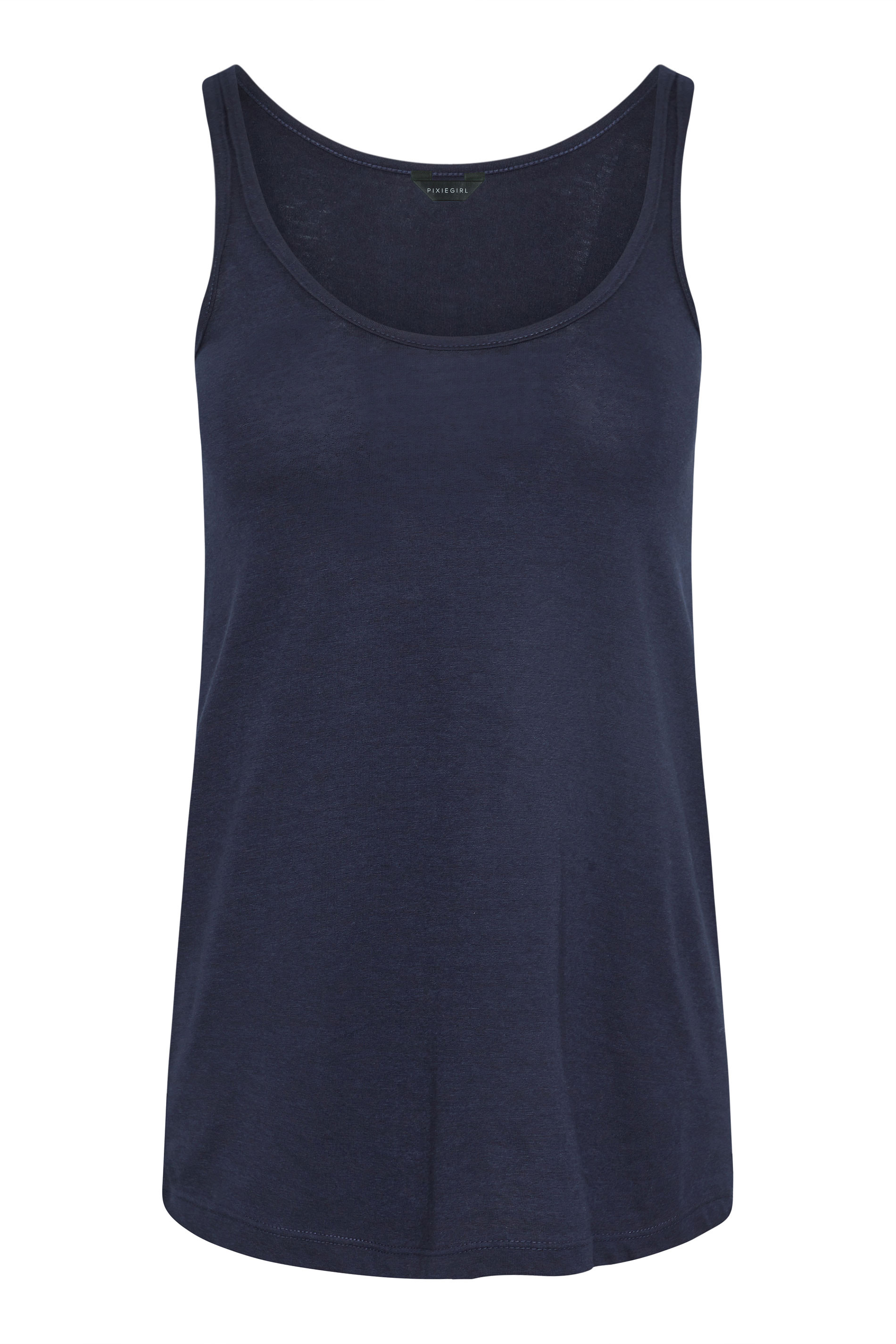 Petite Navy Blue Dipped Hem Vest Top | PixieGirl 6