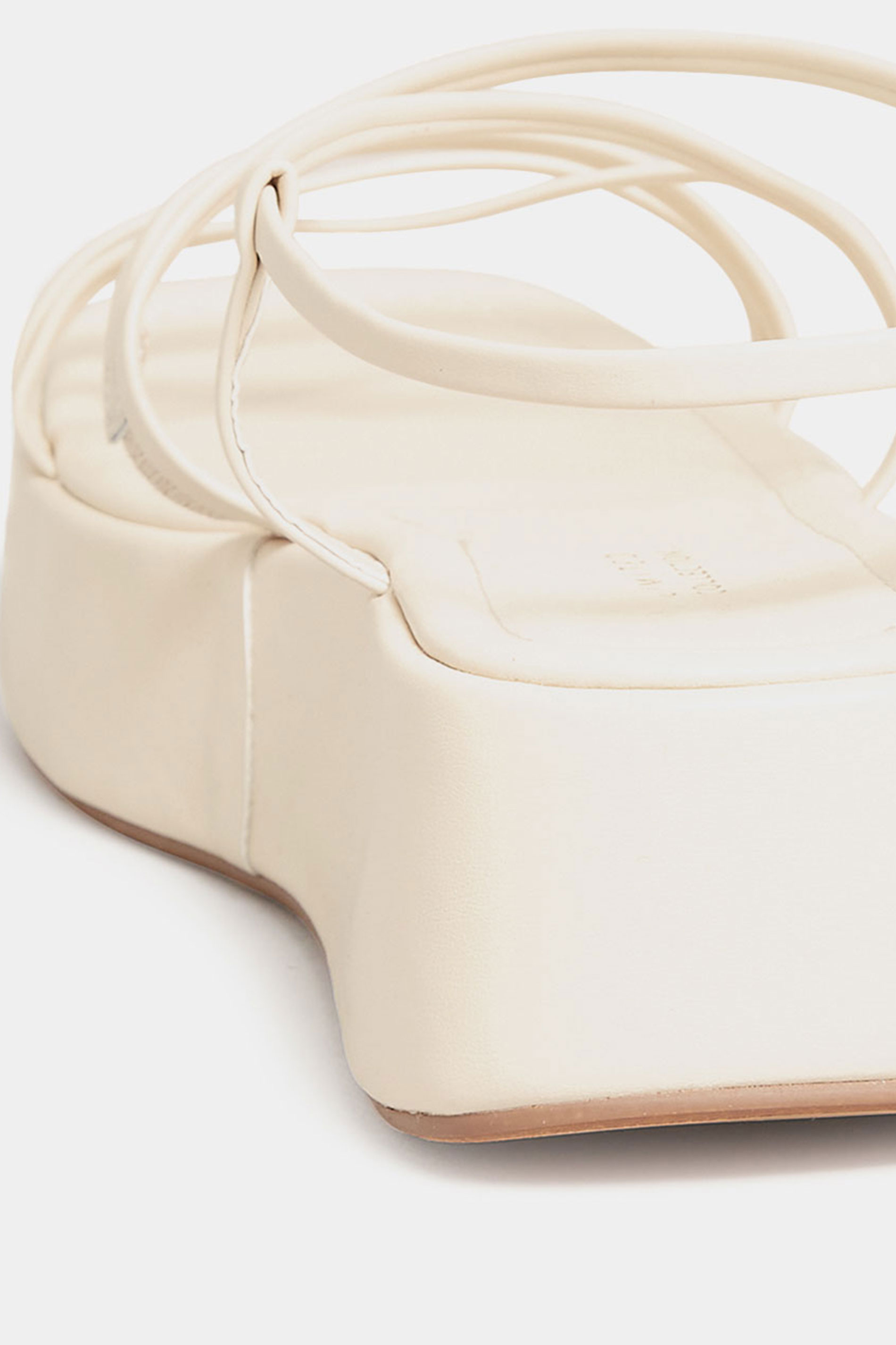 Cream Strappy Flatform Sandals in Extra Wide EEE Fit | Yours Clothing 4