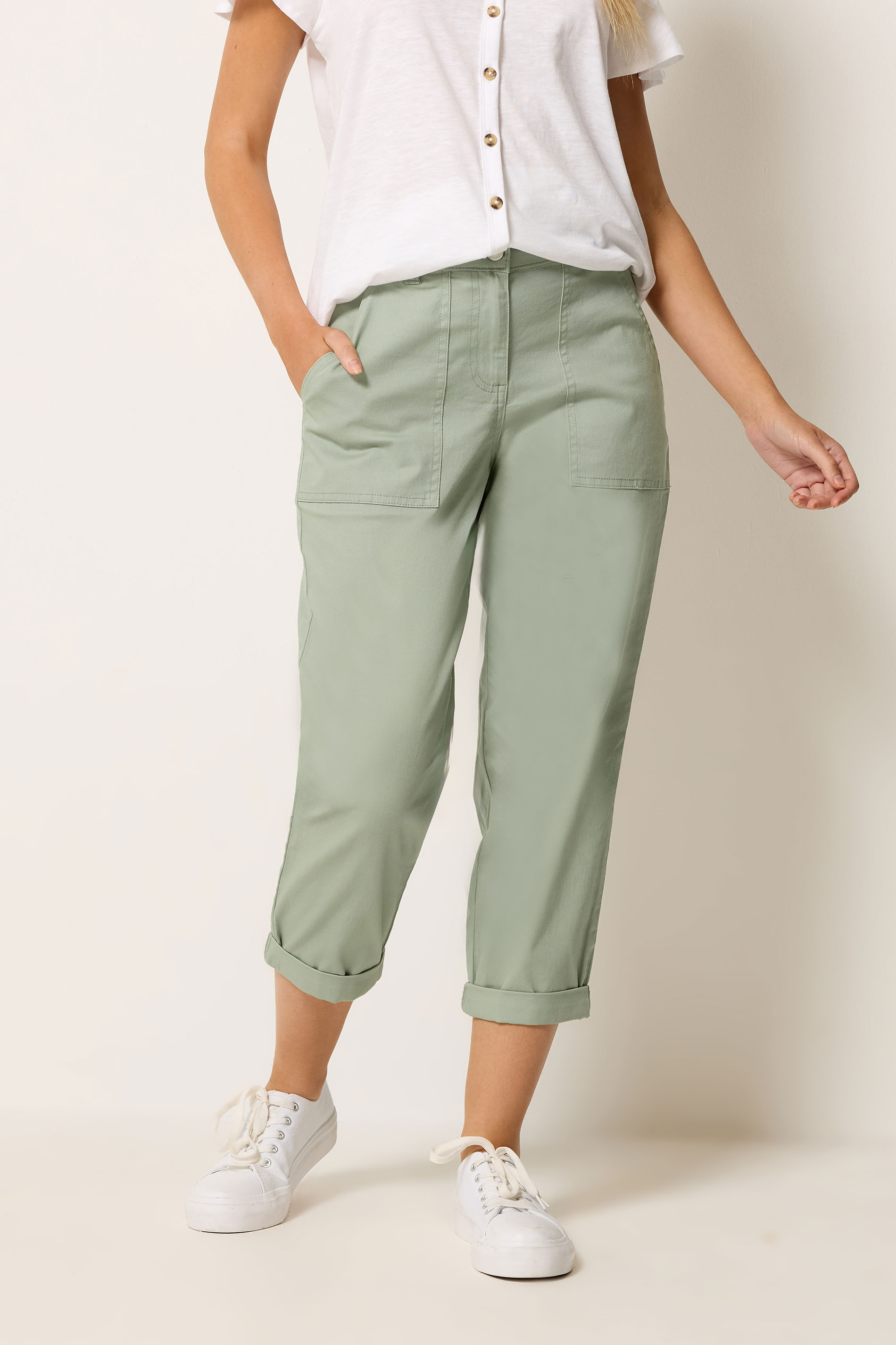 M&Co Sage Green Twill Carpenter Trousers | M&Co 3