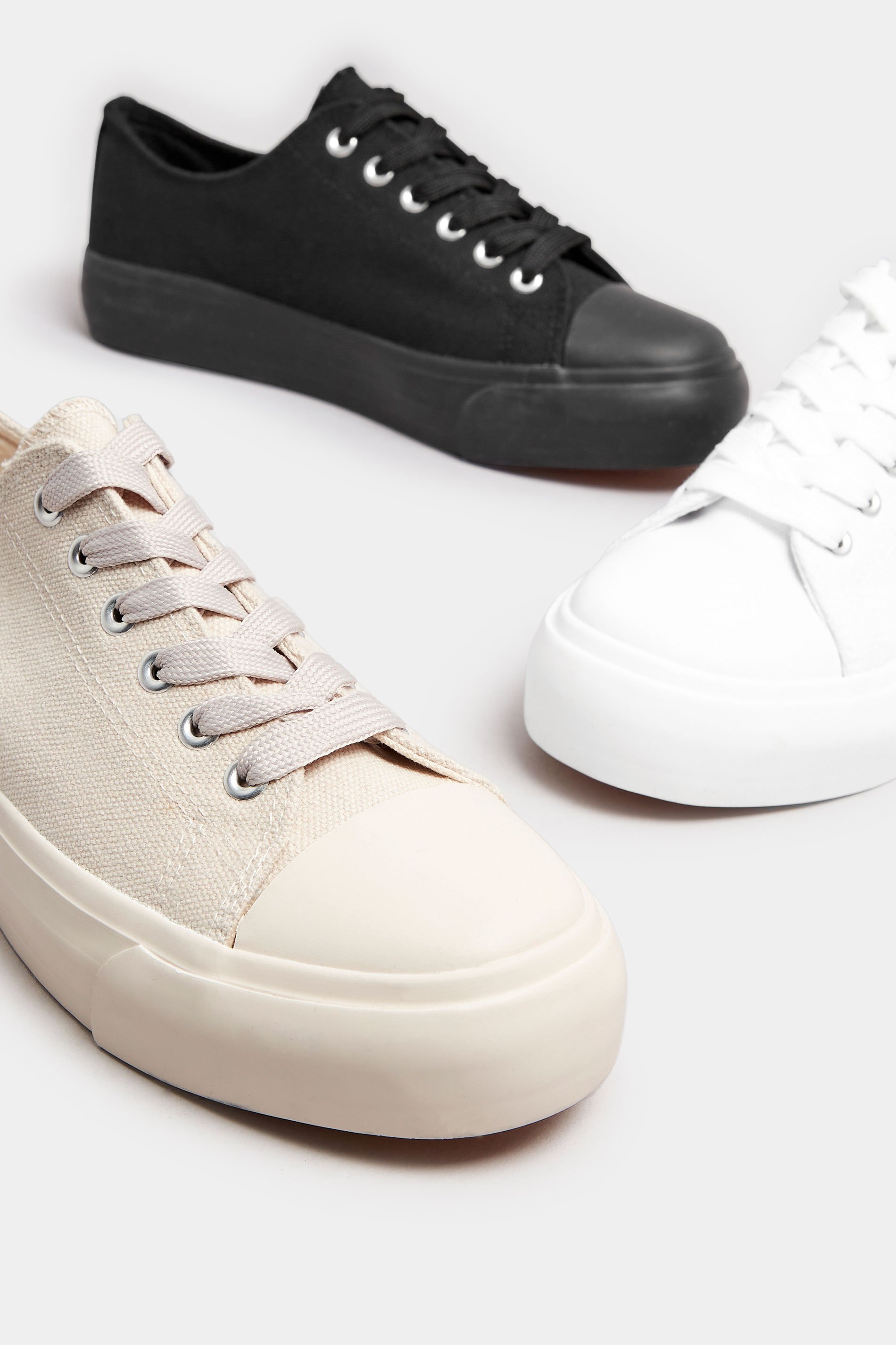 Natural Brown Canvas Trainers In Extra Wide EEE Fit | Yours Clothing 7