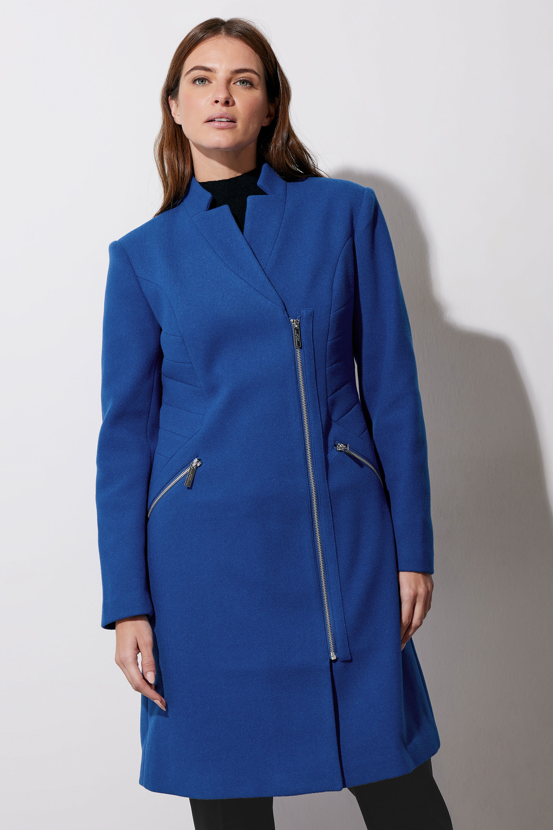 STAR Cobalt Blue Zip Detail Tailored Coat | STAR x JM 3
