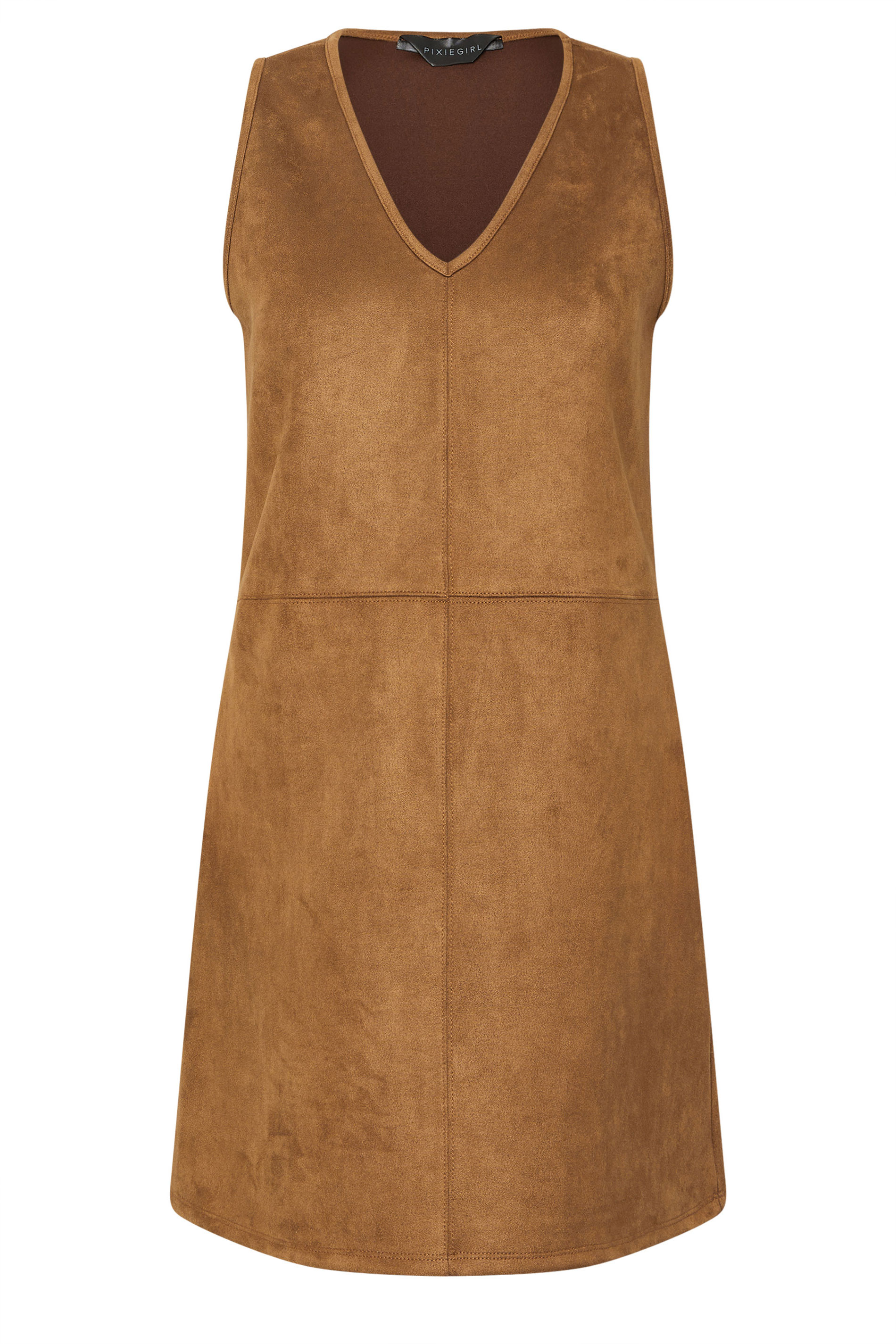 PixieGirl Petite Women's Camel Brown Suedette Mini Dress | PixieGirl 5
