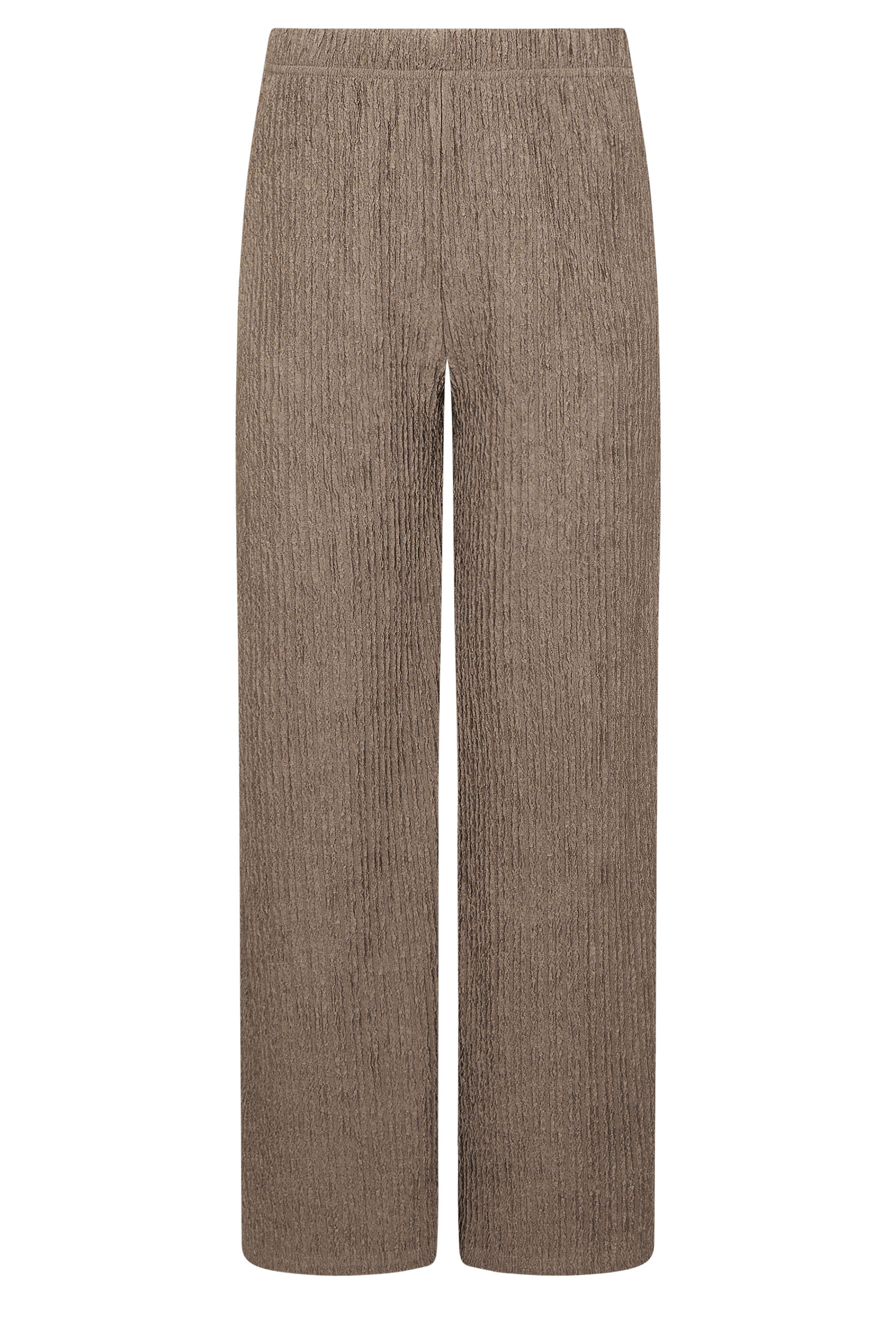 PixieGirl Petite Mocha Brown Textured Wide Leg Trousers | PixieGirl 5