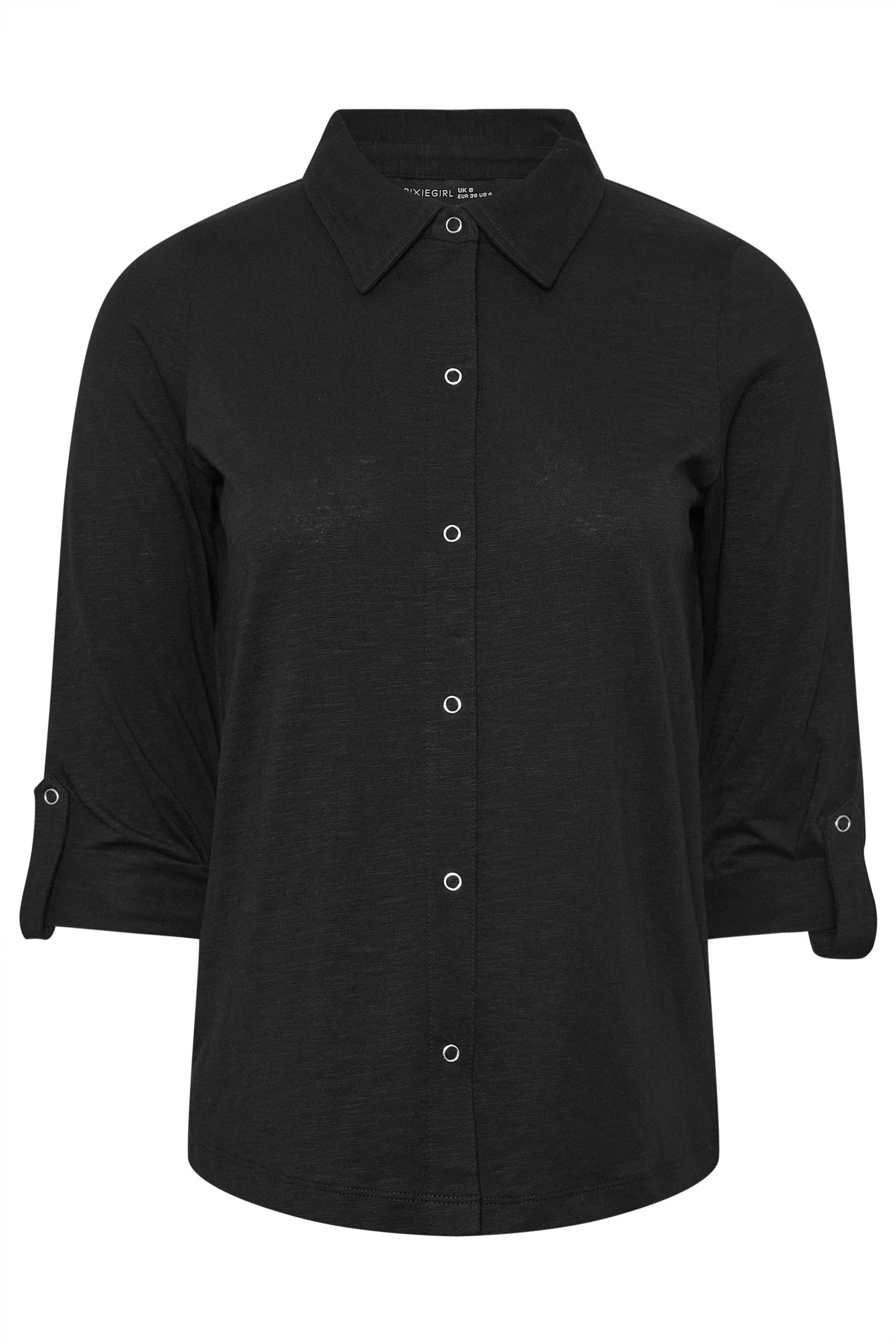 PixieGirl Petite Women's Black Rolled Sleeve Shirt | PixieGirl 5