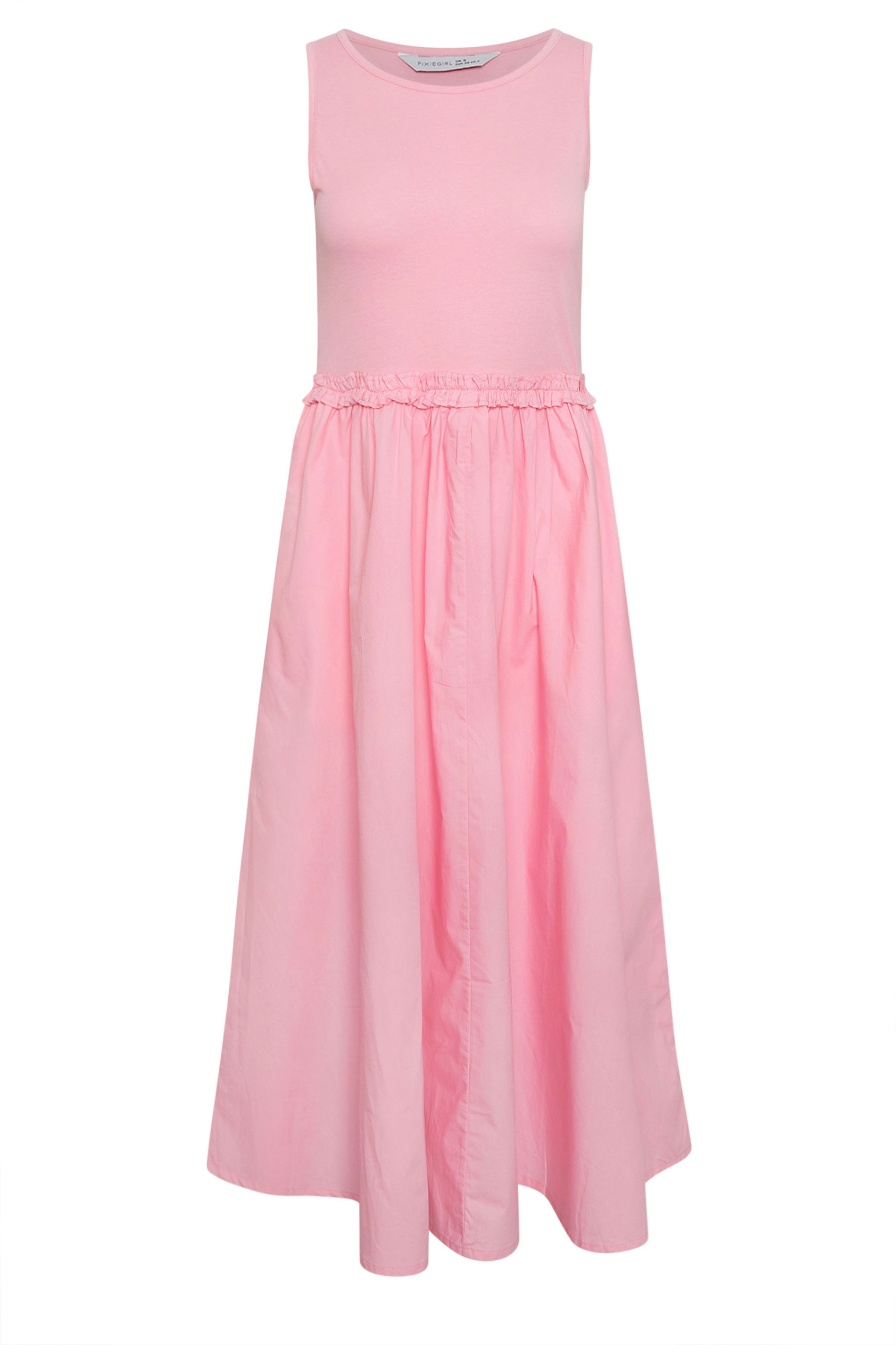 PixieGirl Petite Women's Pink Ruffle Detail Midi Dress | PixieGirl