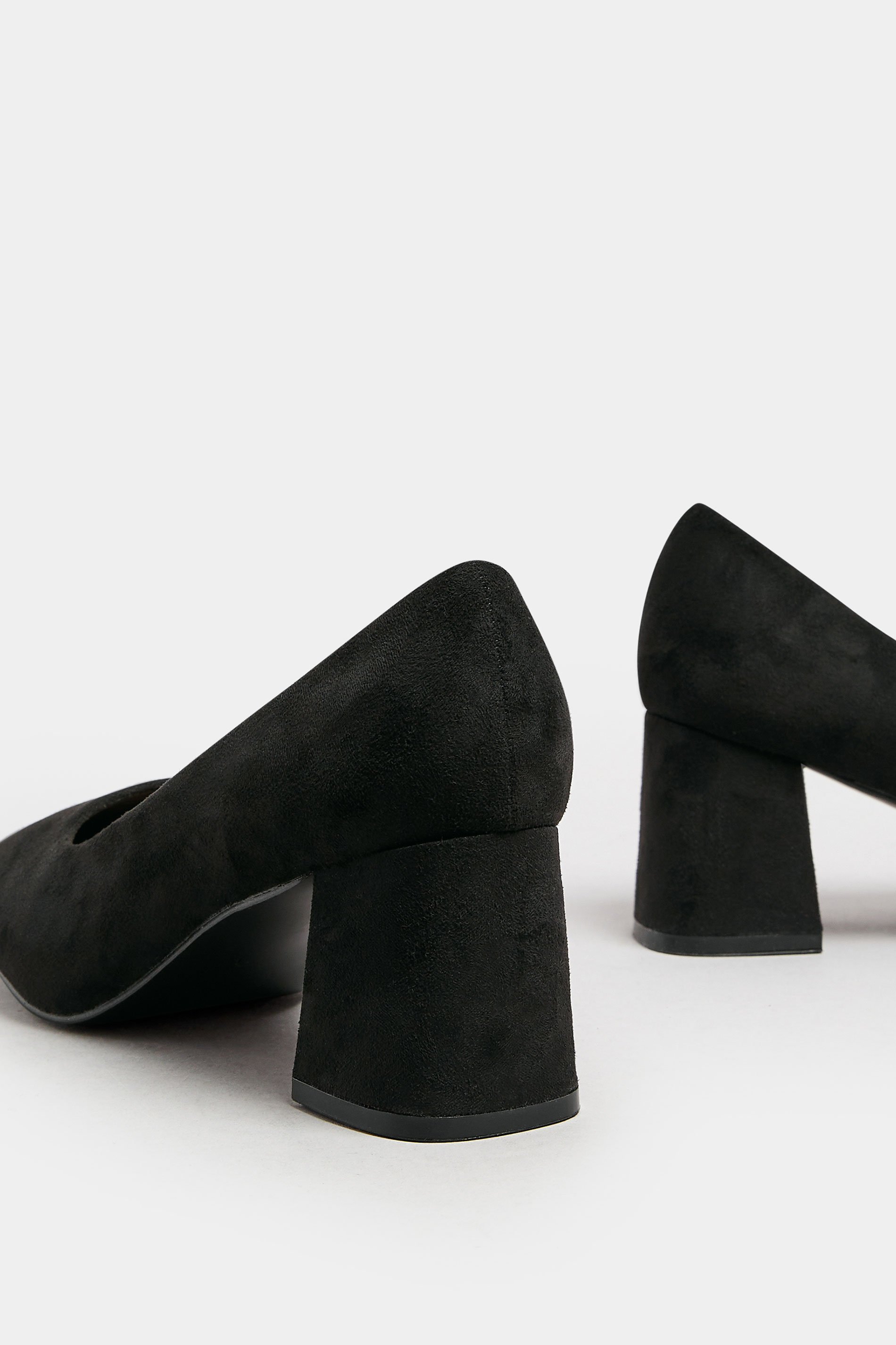 Black Faux Suede Mid Block Heel Court Shoes In Extra Wide EEE Fit | Yours Clothing 5