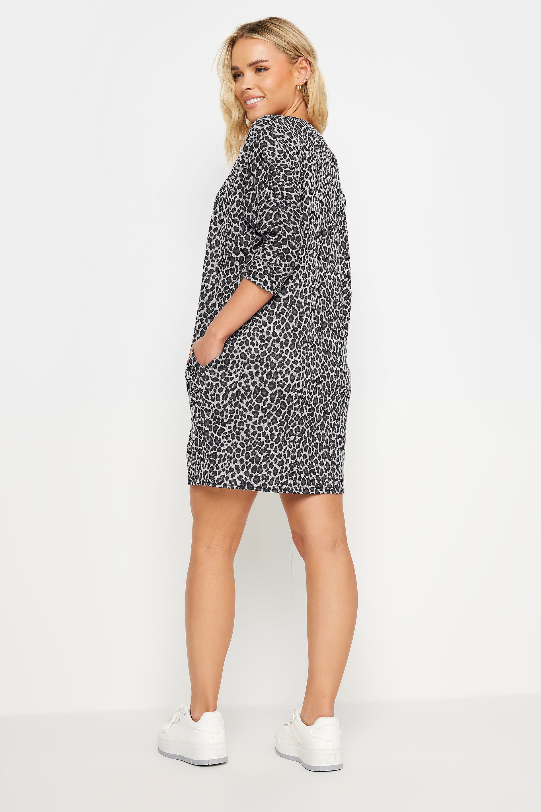 PixieGirl Grey Leopard Print Tunic Dress | PixieGirl  3