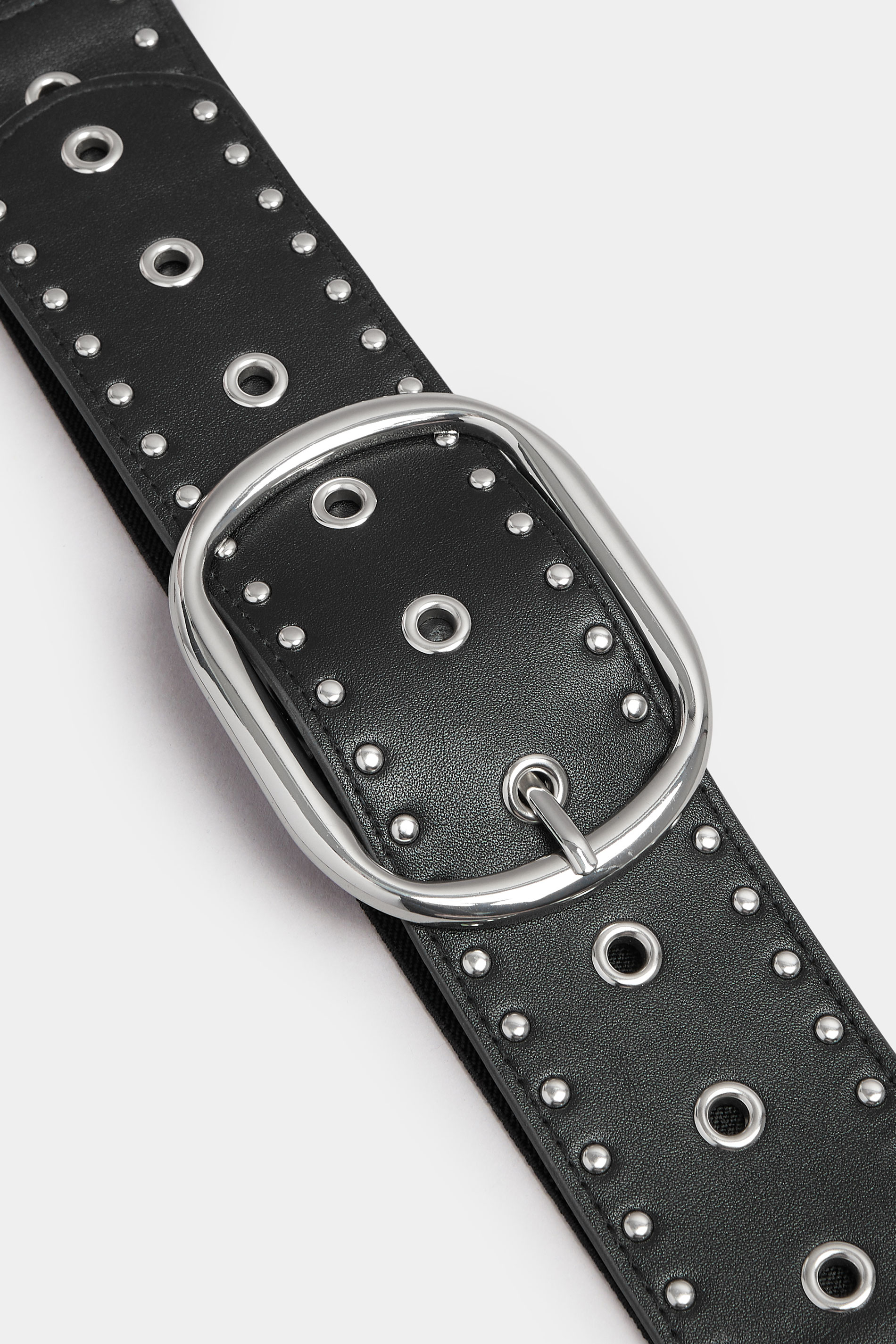 Black Wide Eyelet Stretch Belt | Yours Clothing 3