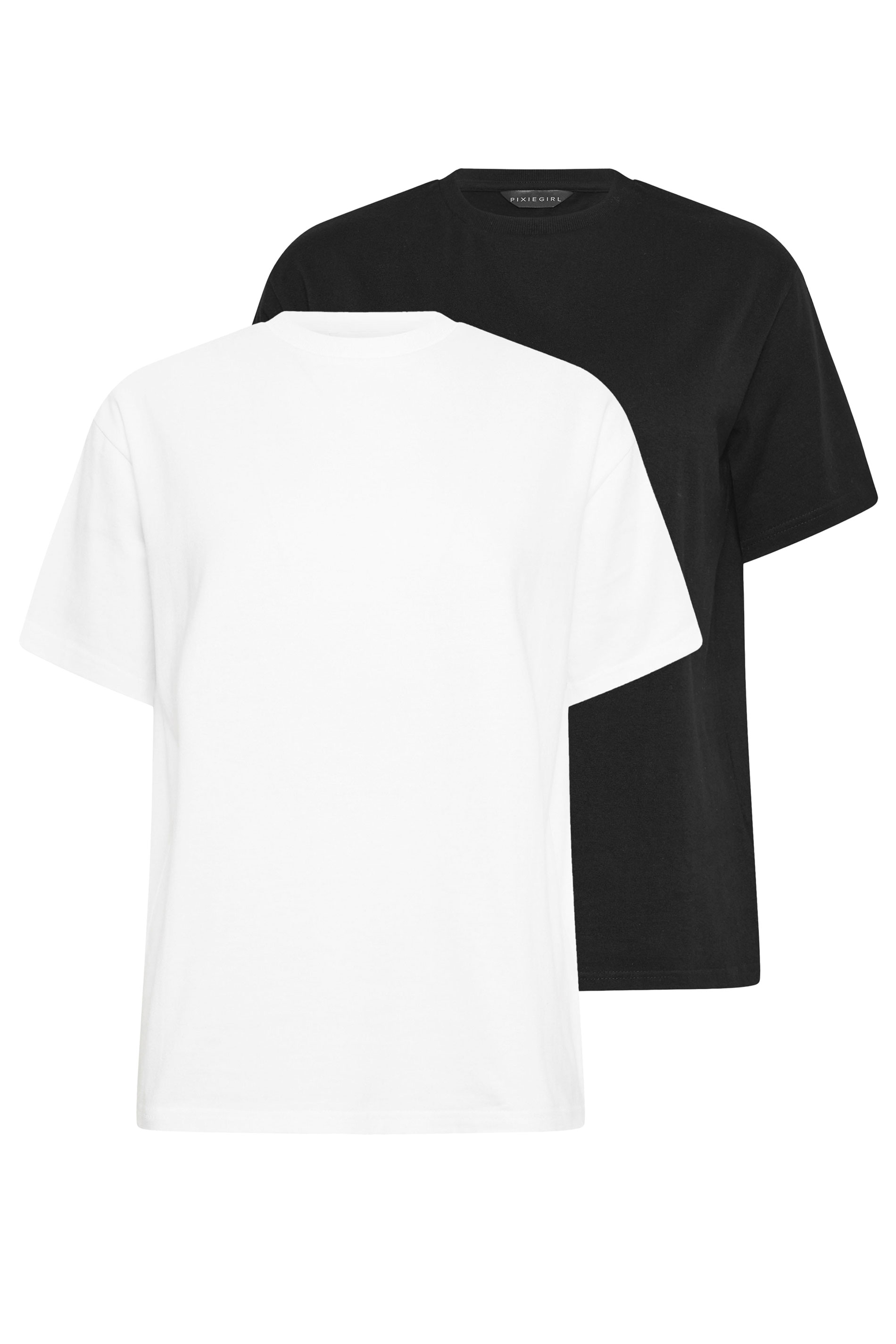 PixieGirl Petite Women's 2 PACK Black & White Oversized T-Shirt | PixieGirl 1